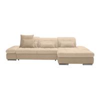 Wohnlandschaft Sanfino Beige - Chromfarben/Beige, KONVENTIONELL, Holz/Textil (305/79-96/199cm) - Premium Living