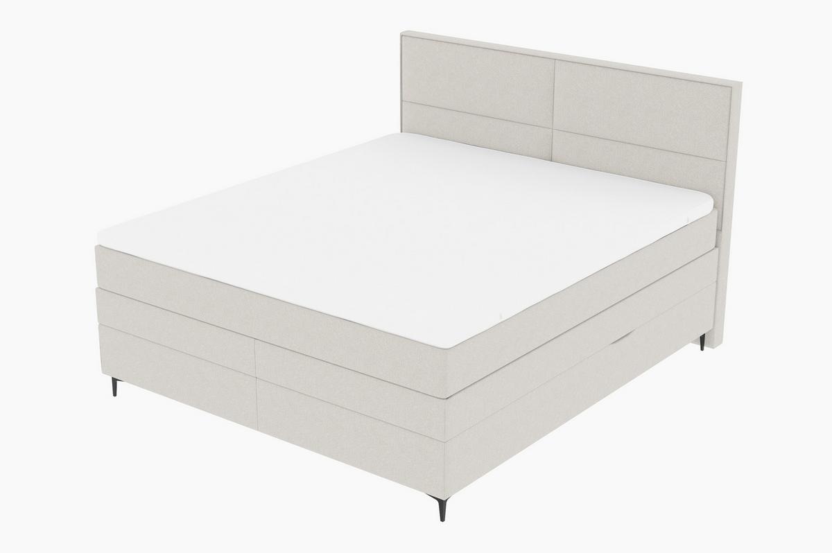 Boxspringbett Bari Creme ca. 160x200cm - Creme/Schwarz, KONVENTIONELL, Textil/Metall (160/200cm) - Mömax