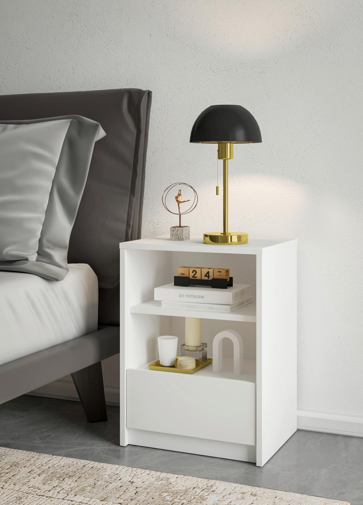 Nachtkästchen Arven Weiß - Weiß, MODERN, Holzwerkstoff (41/32,8/56,2cm) - Mömax