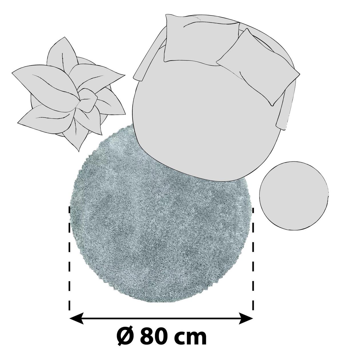 Hochflorteppich Fluffy Blau Ø ca. 80cm - Blau, Basics, Textil (80cm)