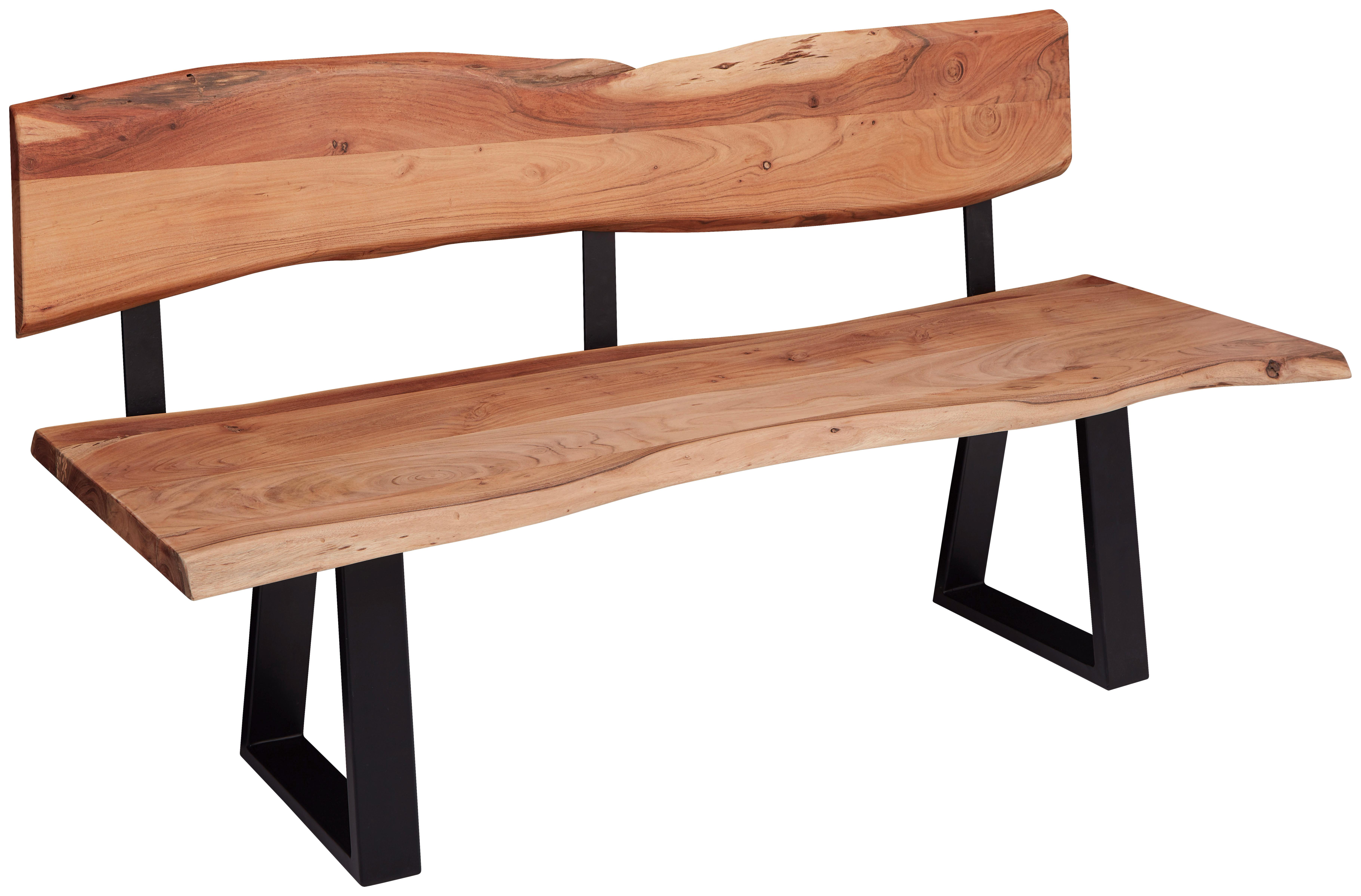 Klop Gaya, Pravi Les - črna/barve akacije, Design, kovina/les (180/86/60cm) - MID.YOU