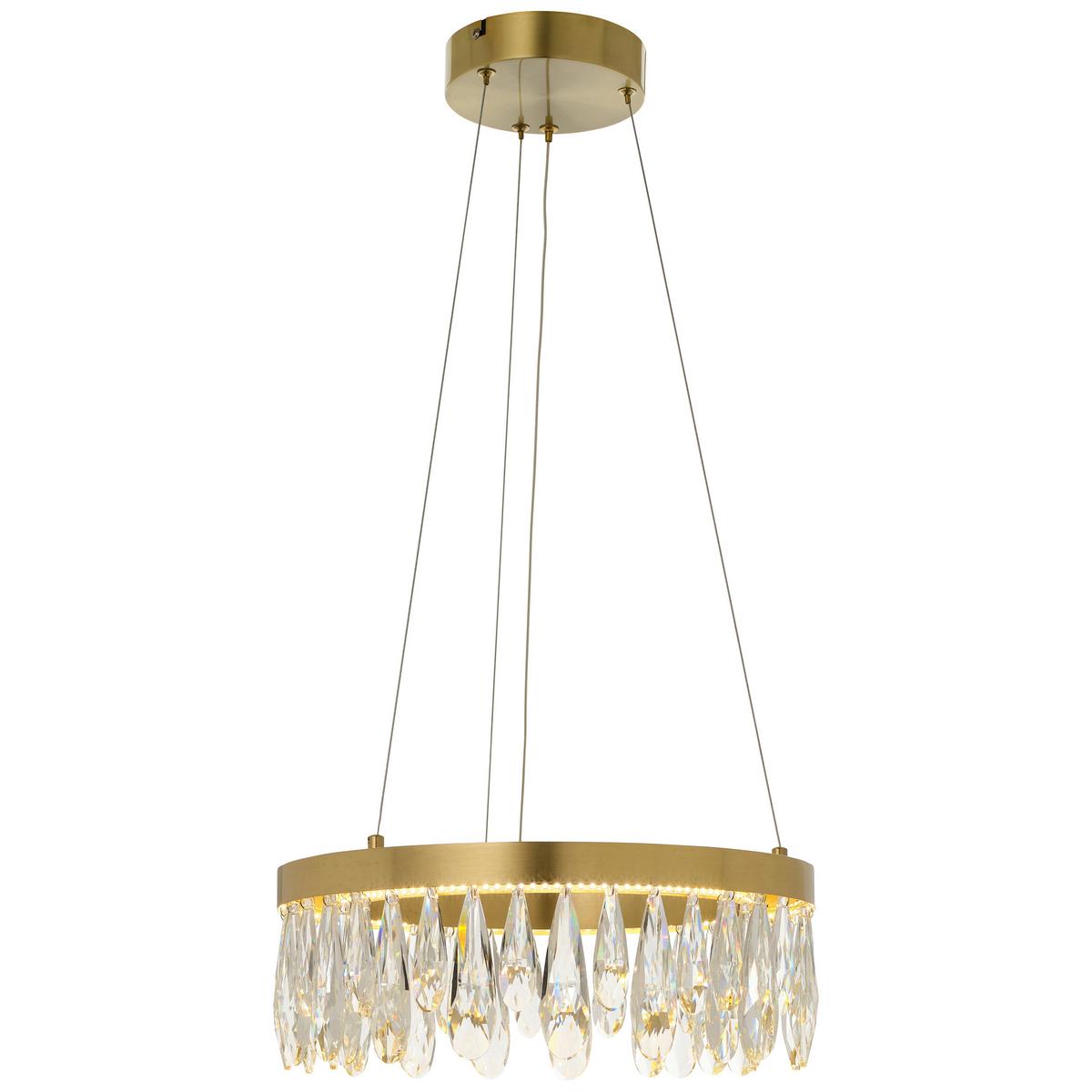 KRYSZTAŁOWA LAMPA WISZĄCA G51321/18 CELESTIA - kolor mosiężny, Konventionell, metal/szkło (40/150cm) - Brilliant
