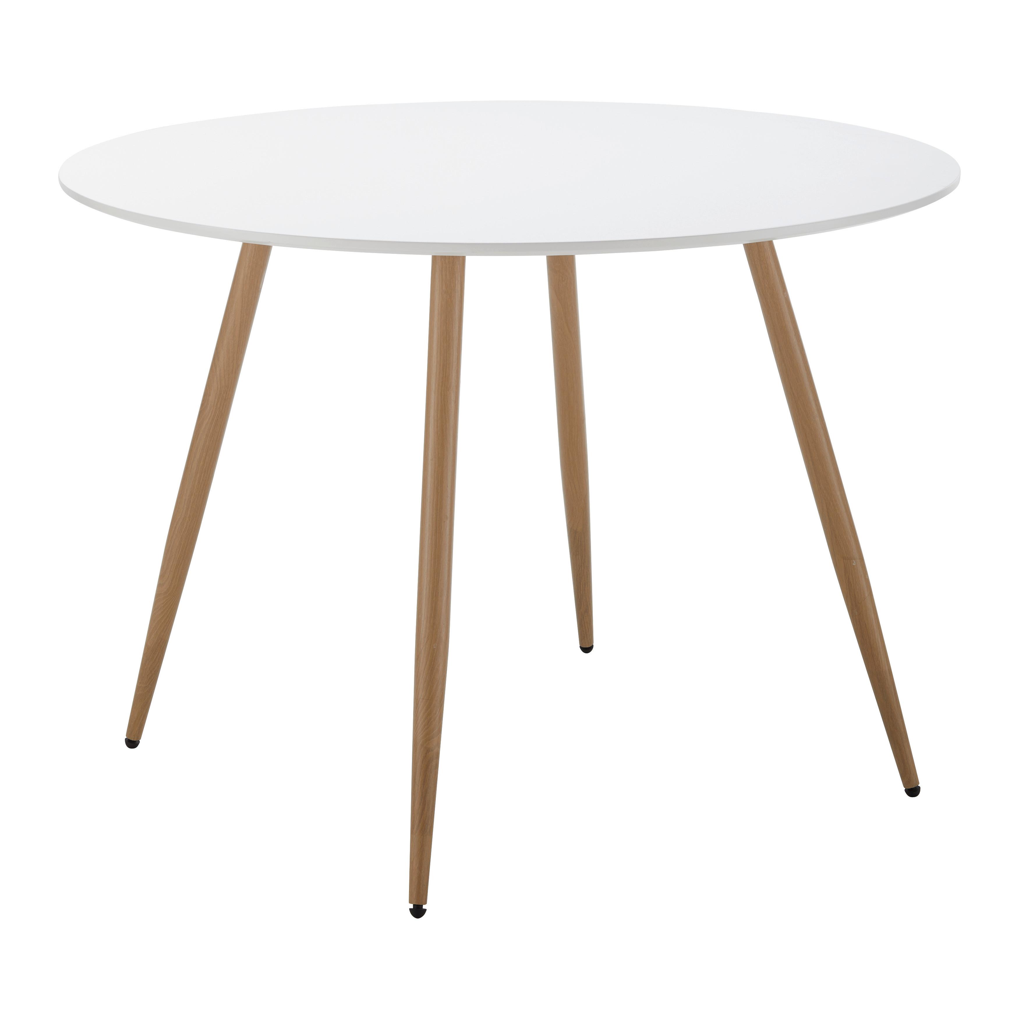 STÓŁ DO JADALNI JOHN - kolor dębowy/biały, Modern, metal/drewno (110/76cm) - Bessagi Home
