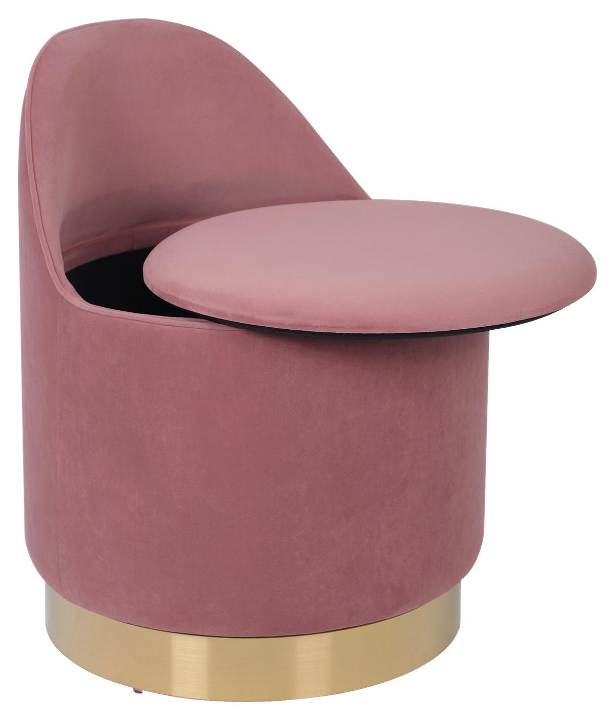 DREHHOCKER VIKTOR 125 - Goldfarben/Altrosa, Design, Textil/Metall (52/68cm) - Kayoom