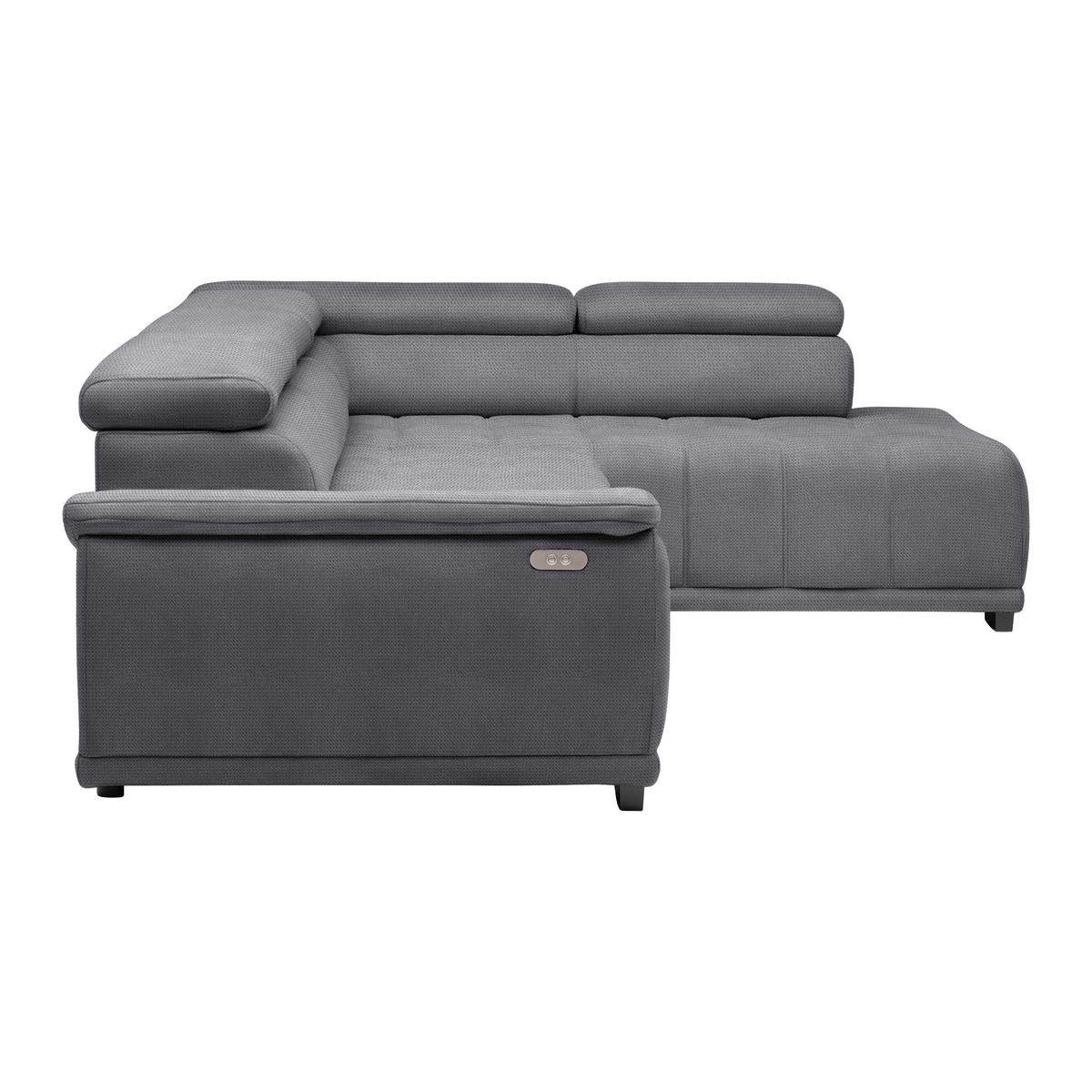 Ecksofa Gremio Rechts Blaugrau - Blaugrau/Schwarz, MODERN, Kunststoff/Textil (283-206/77-100/106cm) - Premium Living