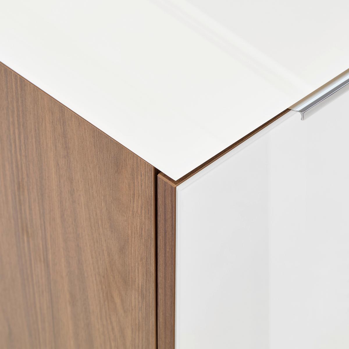 Sideboard Siena Weiß/Nussbaumfarben - Silberfarben/Nussbaumfarben, MODERN, Glas/Holzwerkstoff (180/99/40cm) - Mömax