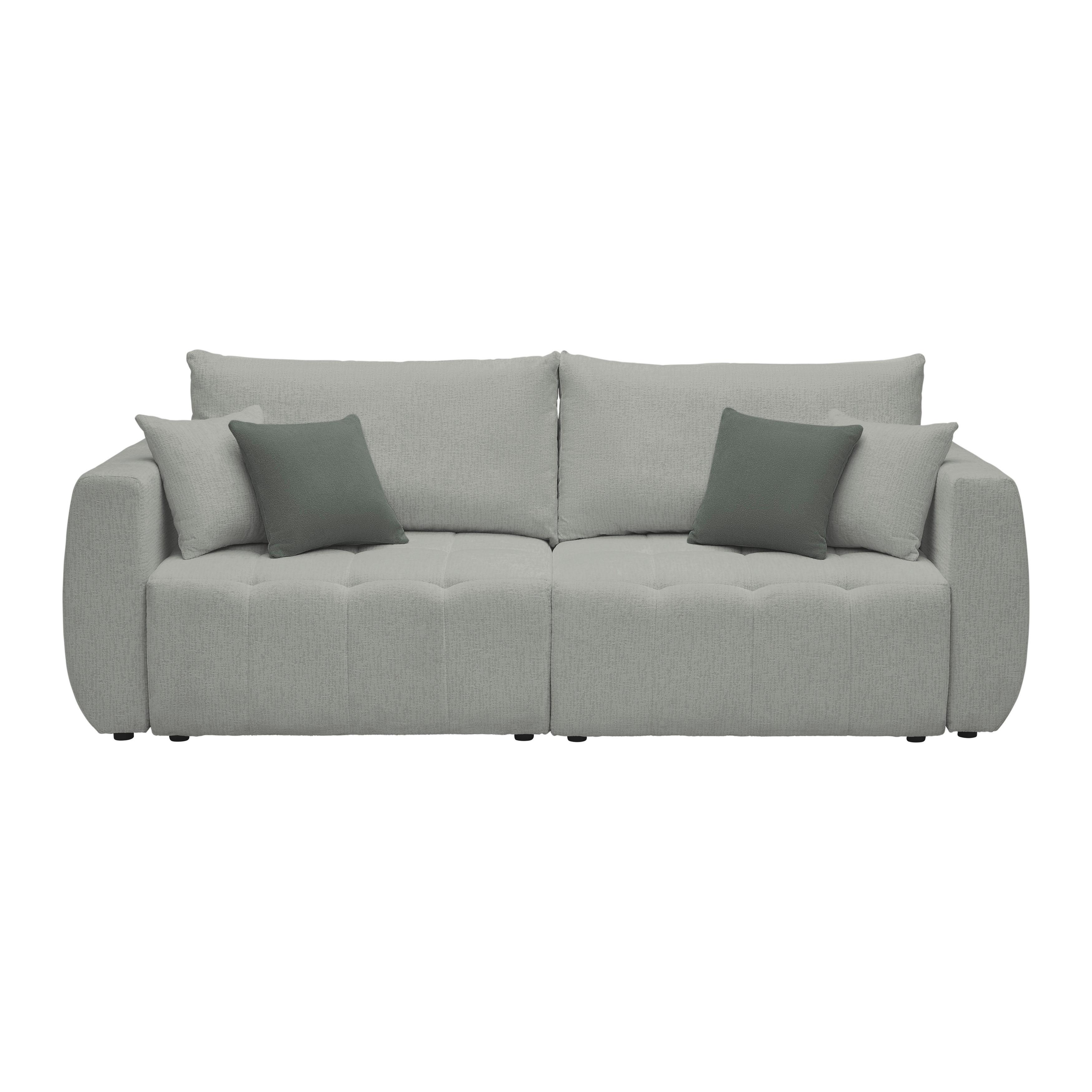 Schlafsofa Bologna Grau - Beige/Schwarz, Holz/Textil (245/74-90/104cm) - Mömax