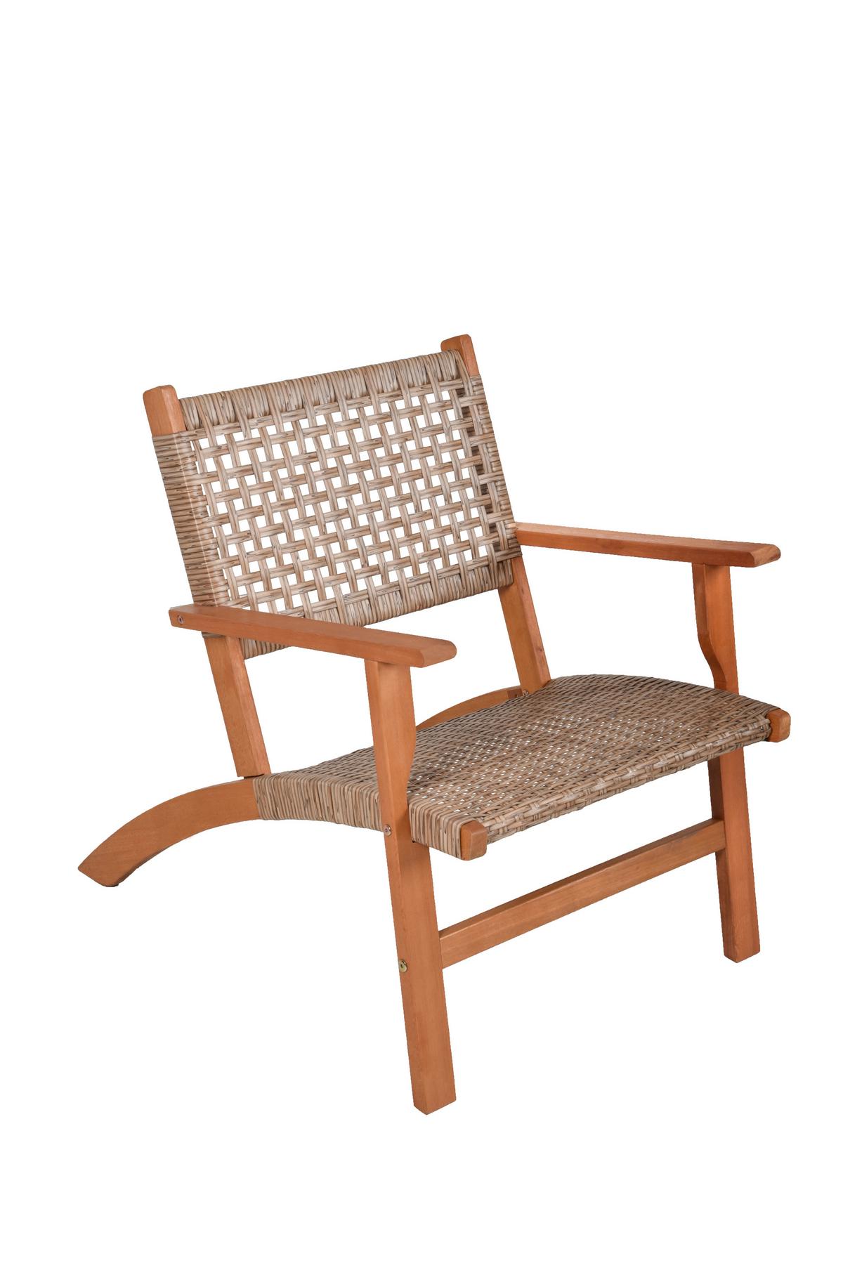 Balkonset 3-tlg. Eukalyptusholz - Eukalyptusholzfarben/Hellgrau, Basics, Holz/Kunststoff (81/75/61cm) - Gardenson