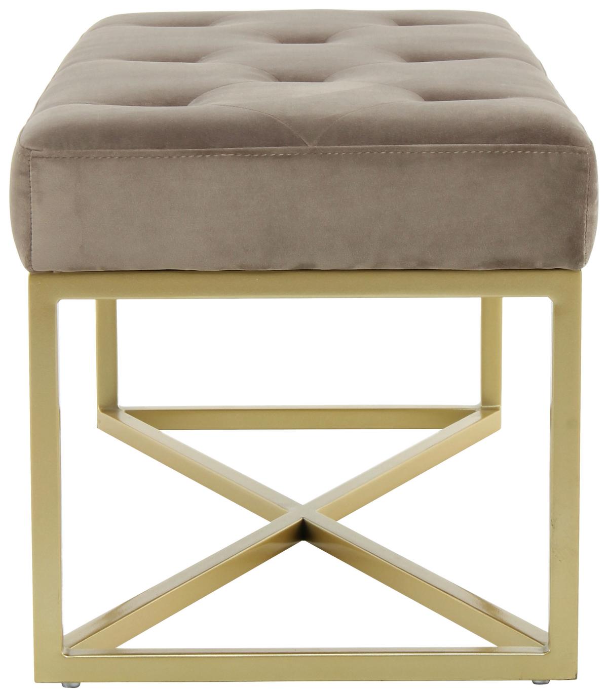 SITZBANK DIAZ 100 TAUPE / GOLD - Taupe/Goldfarben, Design, Holzwerkstoff/Textil (40/40/90cm) - Kayoom