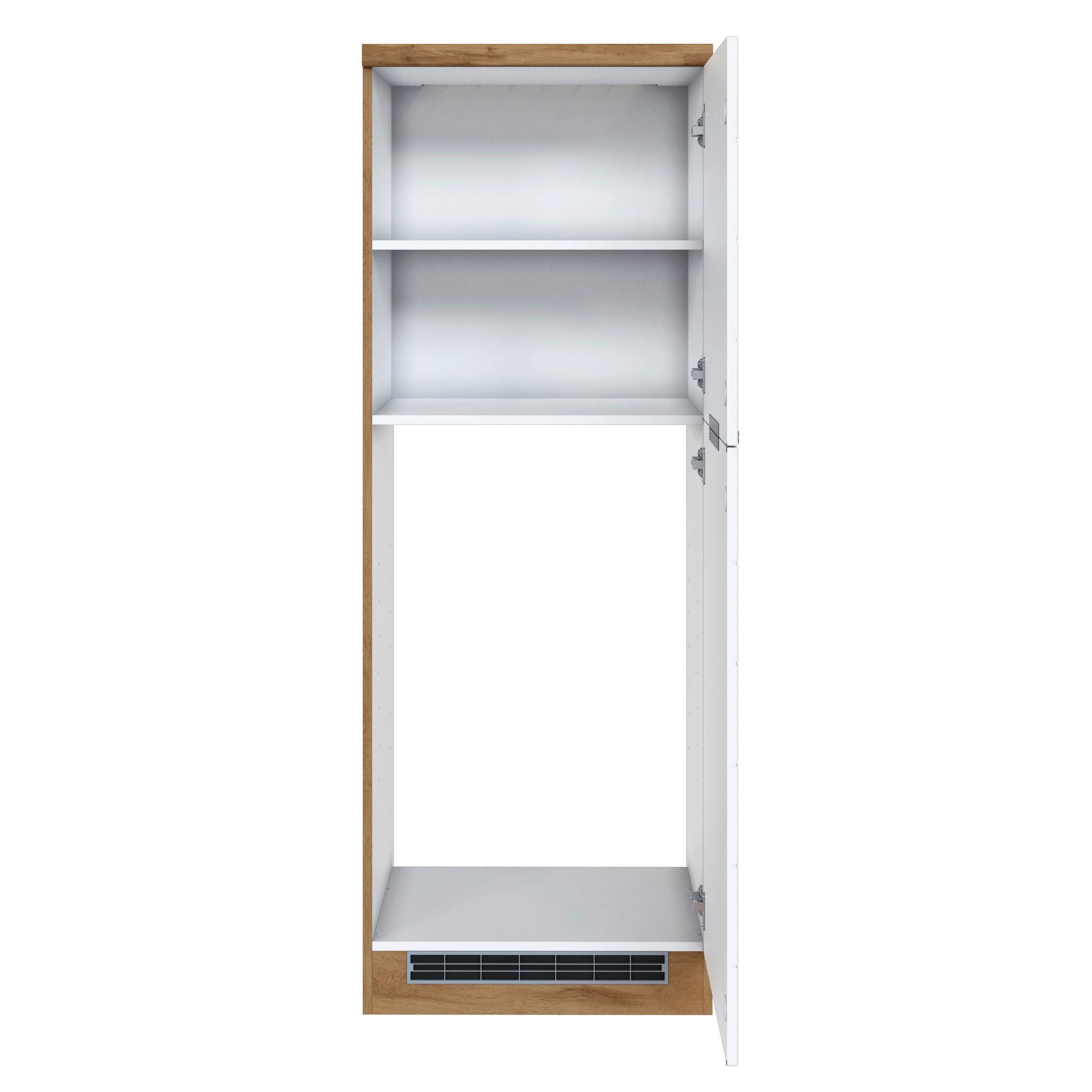 Backofen-/Kühlschrank Umbauschrank Florenz ca. 60 cm - Eiche Wotan/Weiß, Design, Holzwerkstoff/Metall (60/165/60cm) - Held