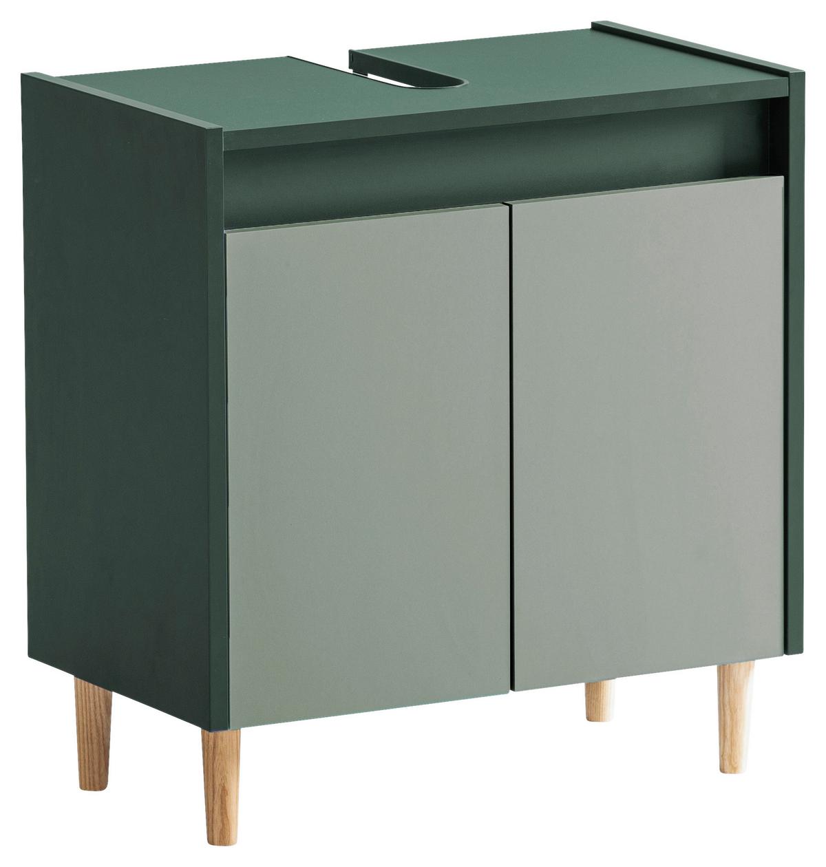 Waschbeckenunterschrank Lovis Dunkelgrün - Dunkelgrün/Eschefarben, MODERN, Holz/Holzwerkstoff (56,9/60,1/33,0cm) - MID.YOU