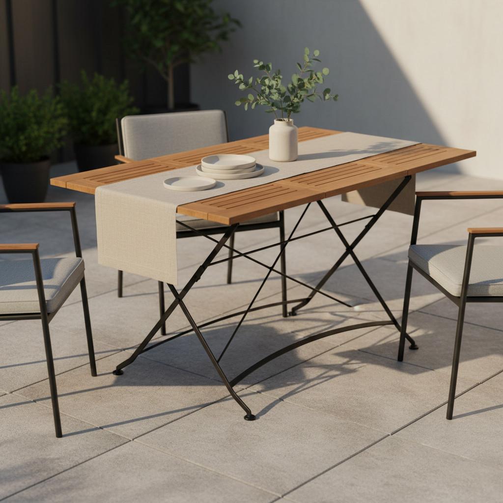 Vrtna Miza Schlossgarten, 100-150x90, Masivno - črna/naravne barve, Romantika, kovina/les (100-150/90/74cm) - Gardenson