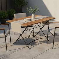 Gartentisch "Schlossgarten" aus Eukalyptus, natur/schwarz - Schwarz/Naturfarben, ROMANTIK / LANDHAUS, Holz/Metall (100-150/90/74cm) - Gardenson