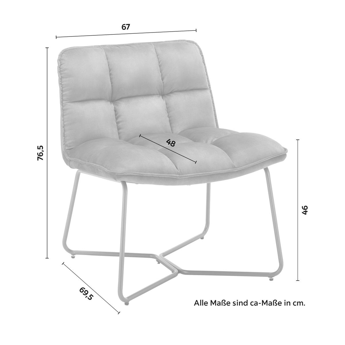 Sessel Rina Grau Samt Gepolstert - Goldfarben/Grau, MODERN, Holz/Textil (67/76,5/69,5cm) - Bessagi Home