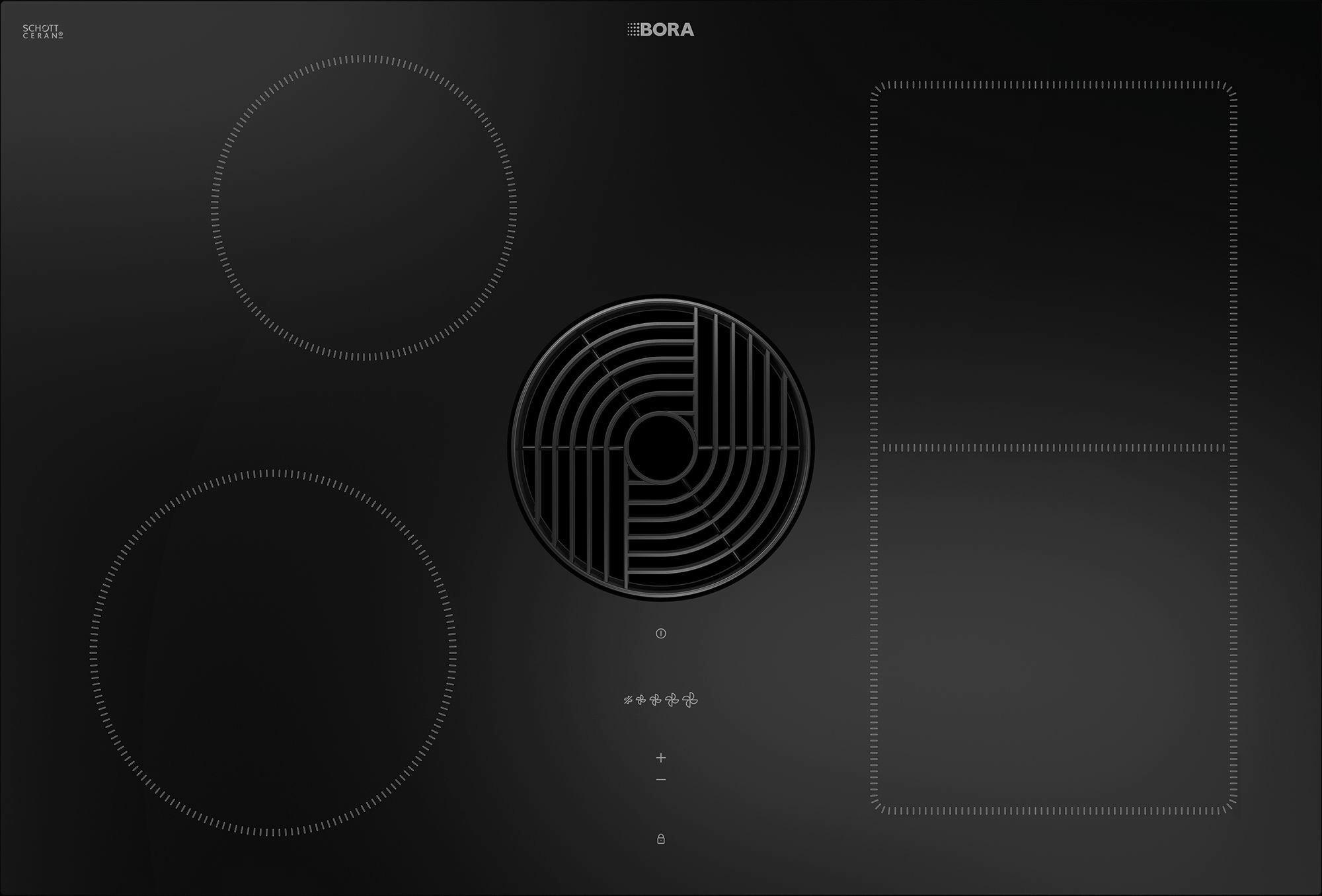 Kochfeld-Dunstabzug-Kombi E80PUE02 - Schwarz, Basics, Glas/Metall (76/19,9/51,5cm) - Bora