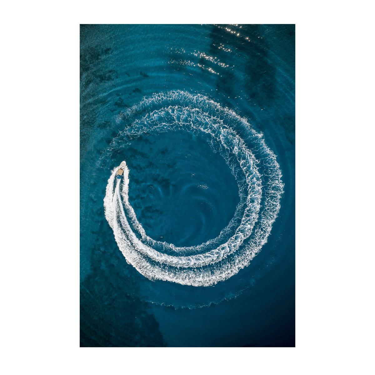 Glasbild Blau/Weiß ca. 120x80cmm - Blau/Weiß, Basics, Glas/Papier (120/80cm)