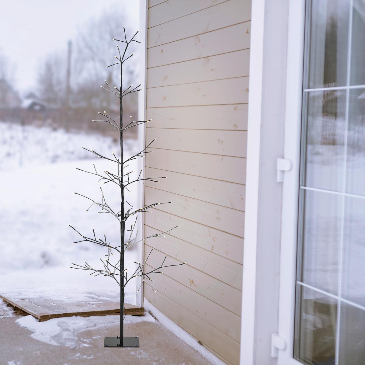 LED-Dekoleuchte Tree Schwarz max. 2,5 Watt - Schwarz/Weiß, MODERN, Kunststoff/Metall (175cm) - Mömax
