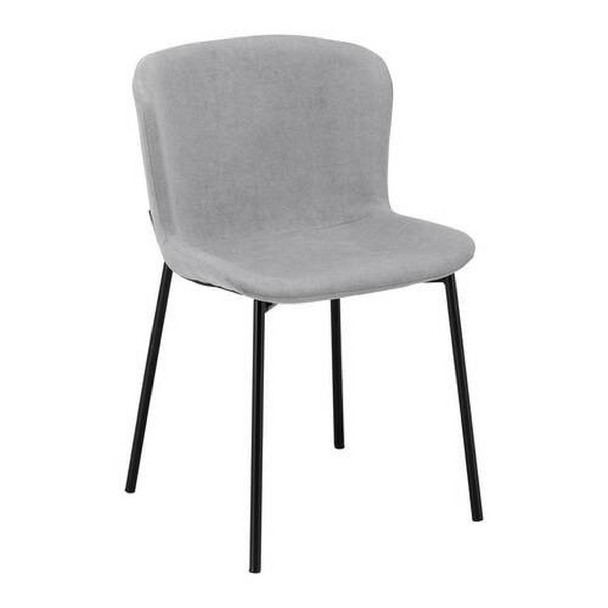 Stuhl Noemie Hellgrau Webstoff Gepolstert - Hellgrau/Schwarz, MODERN, Holz/Textil (46/79/56cm) - Bessagi Home
