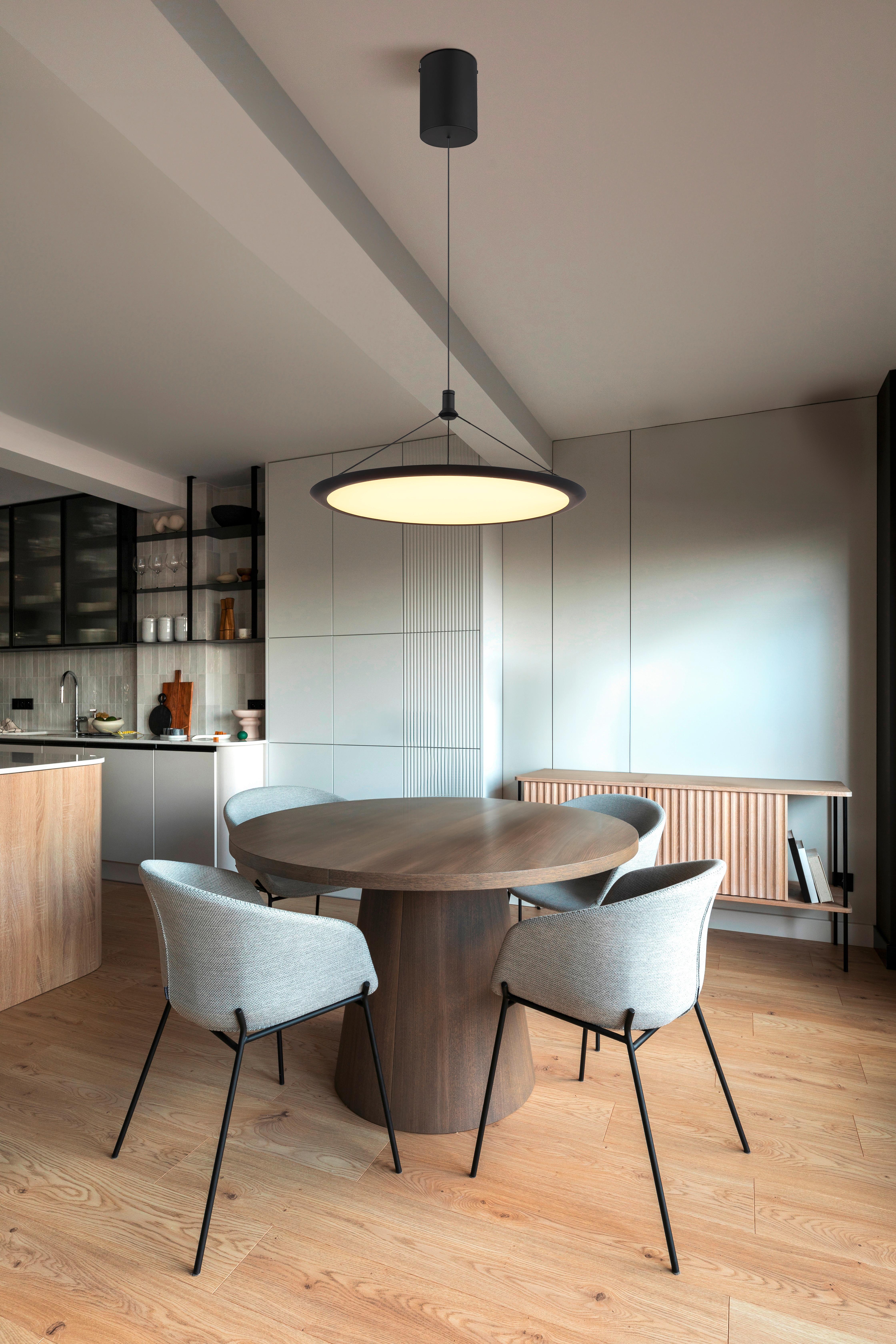 LED-Hängeleuchte Suna Opal/Schwarz max. 30 Watt - Opal/Schwarz, Design, Kunststoff/Metall (50,8/150cm) - Globo