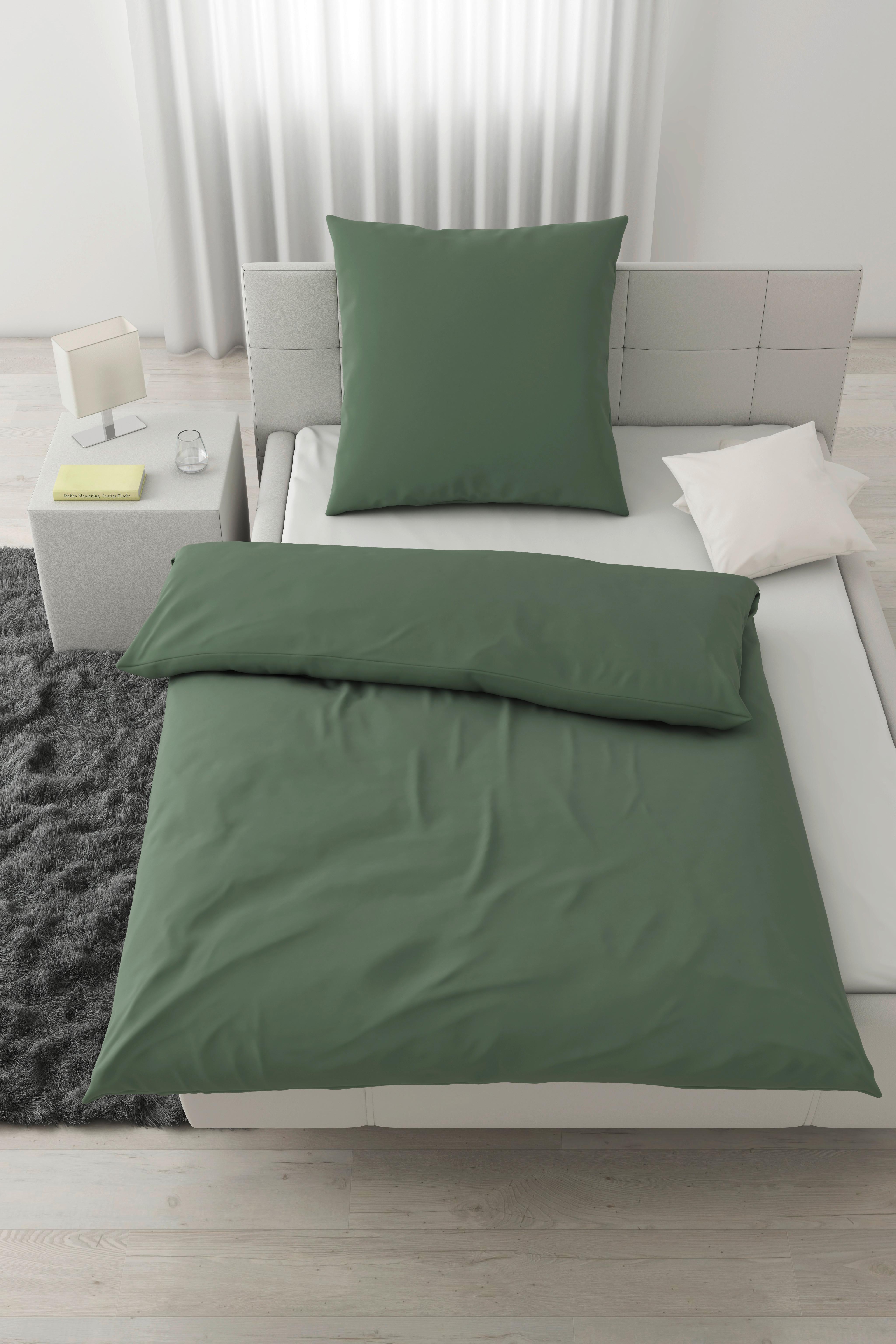 Bettwäsche Stone Washed Uni XL Jadegrün ca. 155x220cm - Jadegrün, MODERN, Textil (155/220cm) - Modern Living