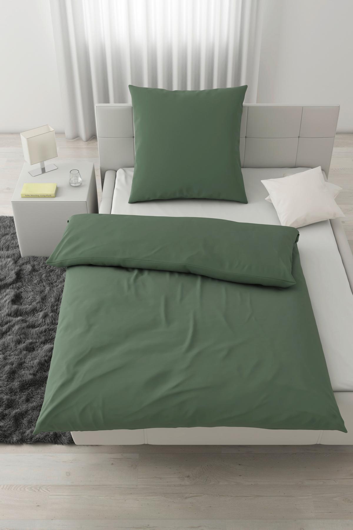 Bettwäsche Stone Washed Uni XL Jadegrün ca. 155x220cm - Jadegrün, MODERN, Textil (155/220cm) - Modern Living