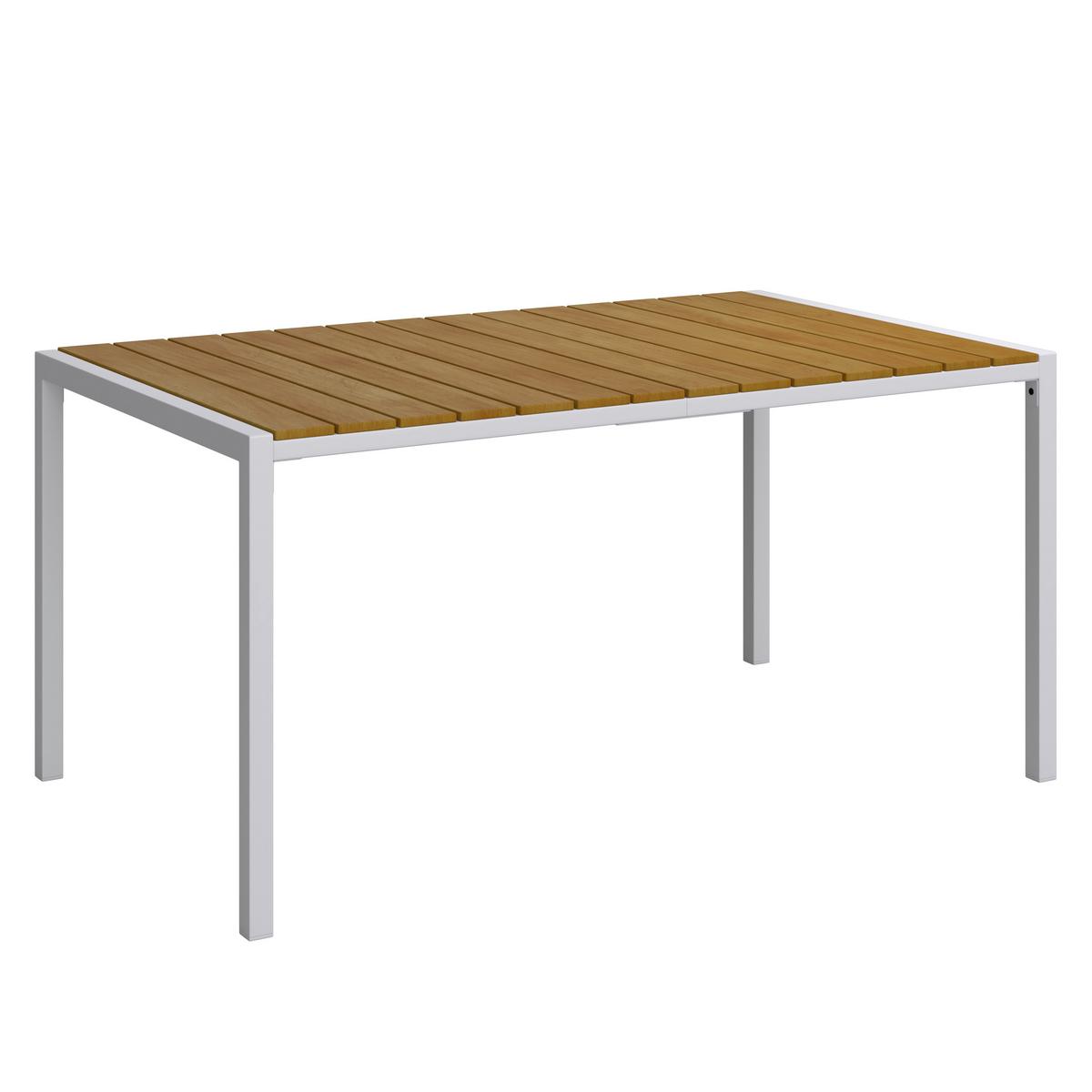 Gartengarnitur Carina Weiß/ Grau Metall/Polywood/Textilene - Dunkelgrau/Hellgrau, MODERN, Kunststoff/Textil (150/90/73cm) - Bessagi Garden