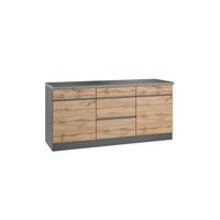 Küchenunterschrank Turin ca. 180x86 cm Graphit/Eiche - Eiche Wotan/Graphitfarben, Design, Holzwerkstoff (180/86/60cm) - Held