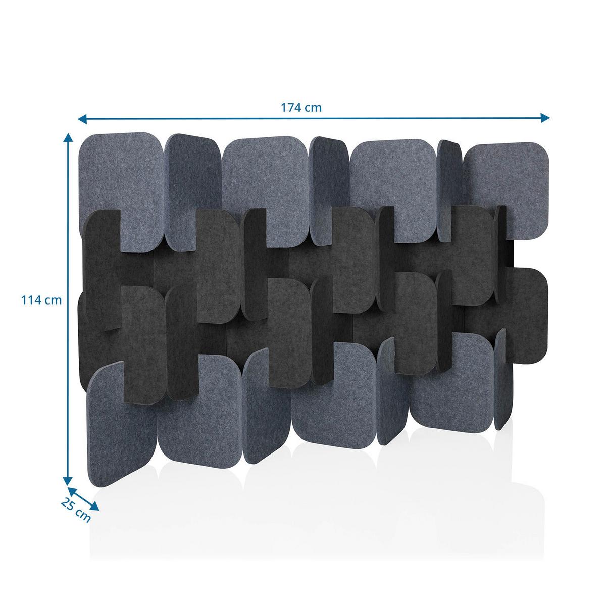 Pregradna Stena Flexmiut Plug, Siva, 4-Delna - temno siva/siva, Basics, tekstil (174/114/25cm) - MID.YOU