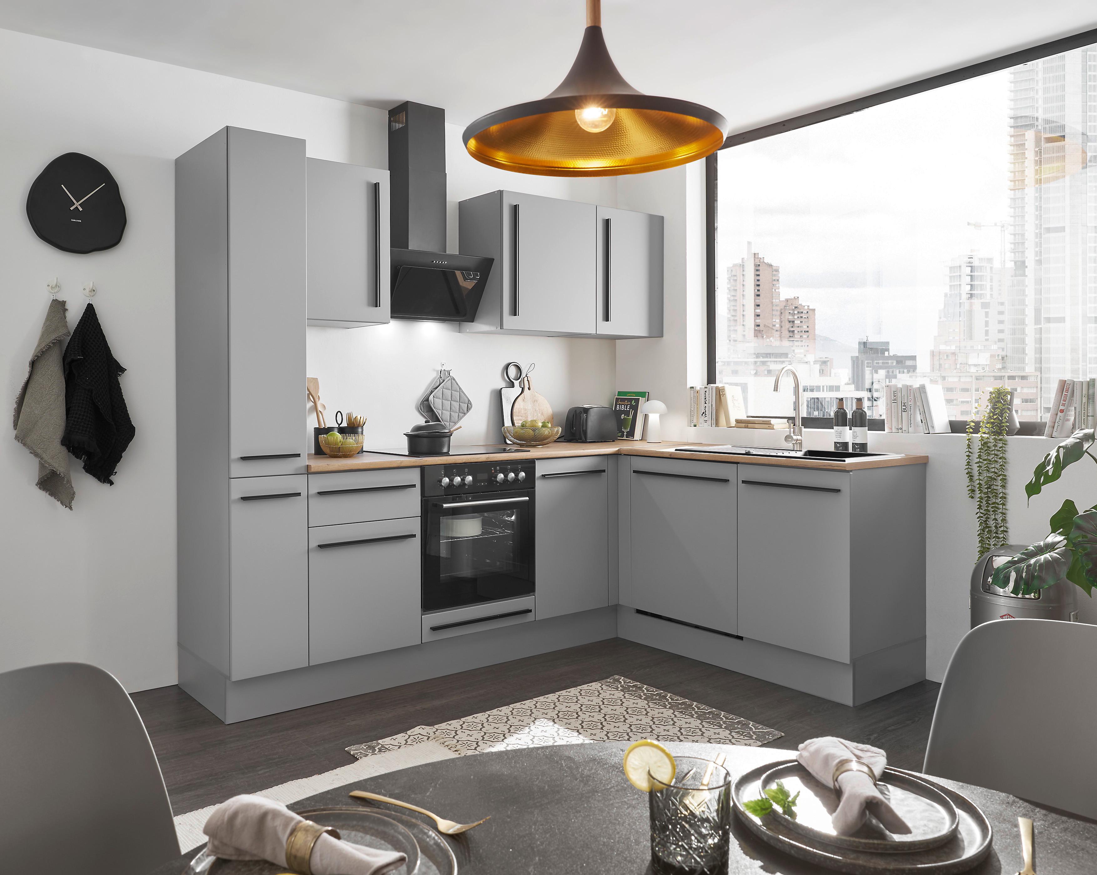 ECKKÜCHE DENVER - Eichefarben/Schwarz, Design, Holzwerkstoff/Kunststoff (250/175cm) - P & B