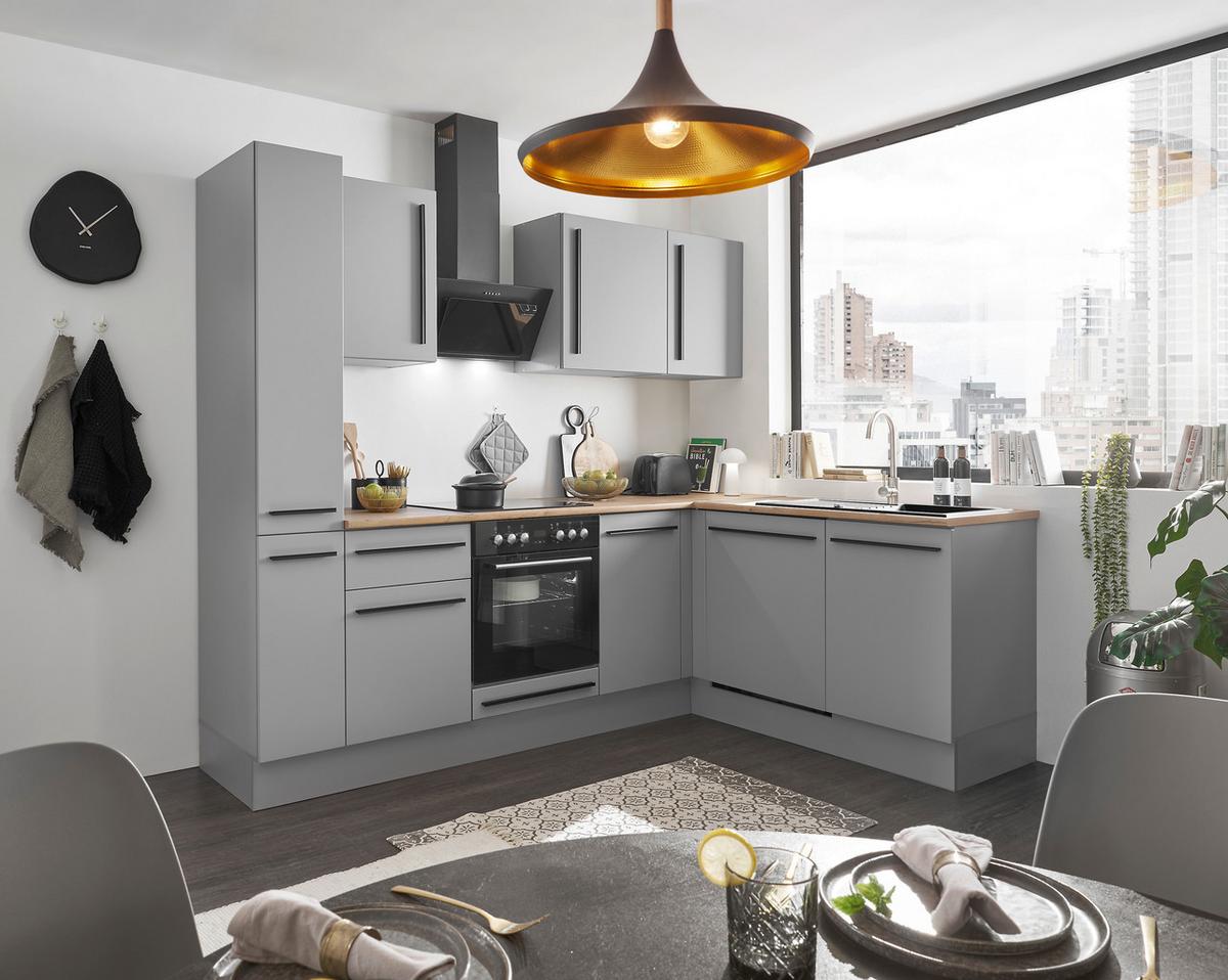 ECKKÜCHE DENVER - Eichefarben/Schwarz, Design, Holzwerkstoff/Kunststoff (250/175cm) - P & B