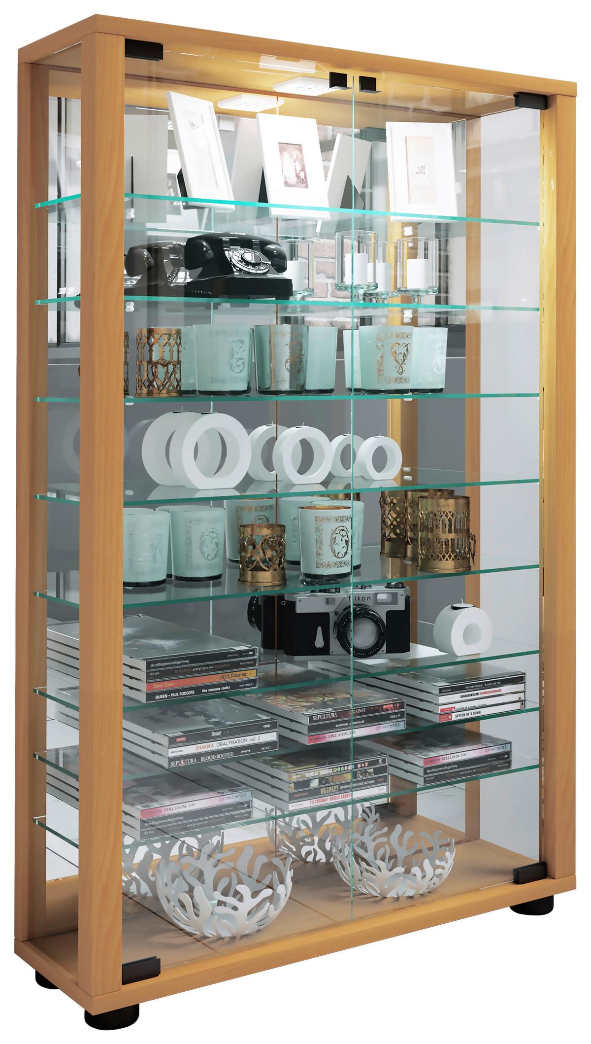 Vitrine Lumo ca. 59x91x18 cm Buche - Buchefarben, MODERN, Glas/Holzwerkstoff (59/91,3/18cm) - MID.YOU