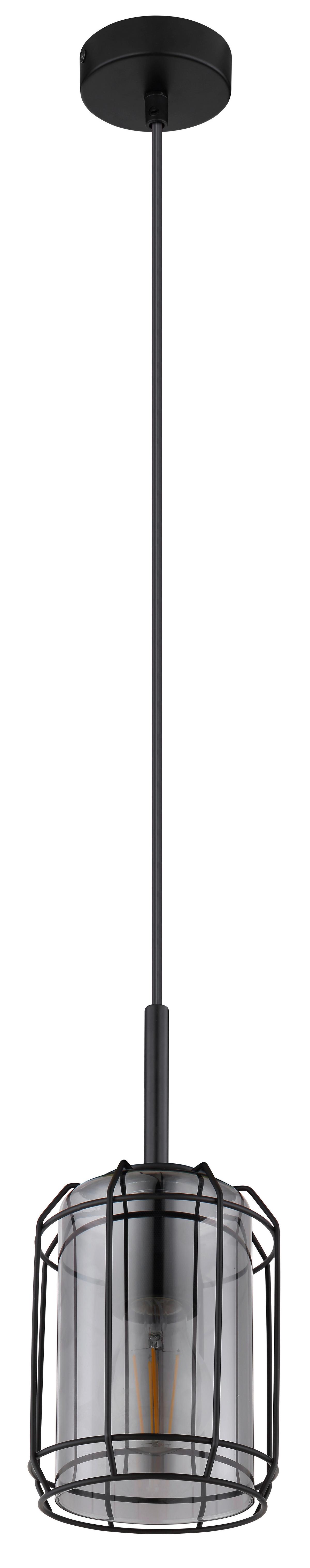 Hängeleuhte Kammi Schwarz max. 60 Watt - Schwarz, MODERN, Glas/Metall (13/120cm) - Globo