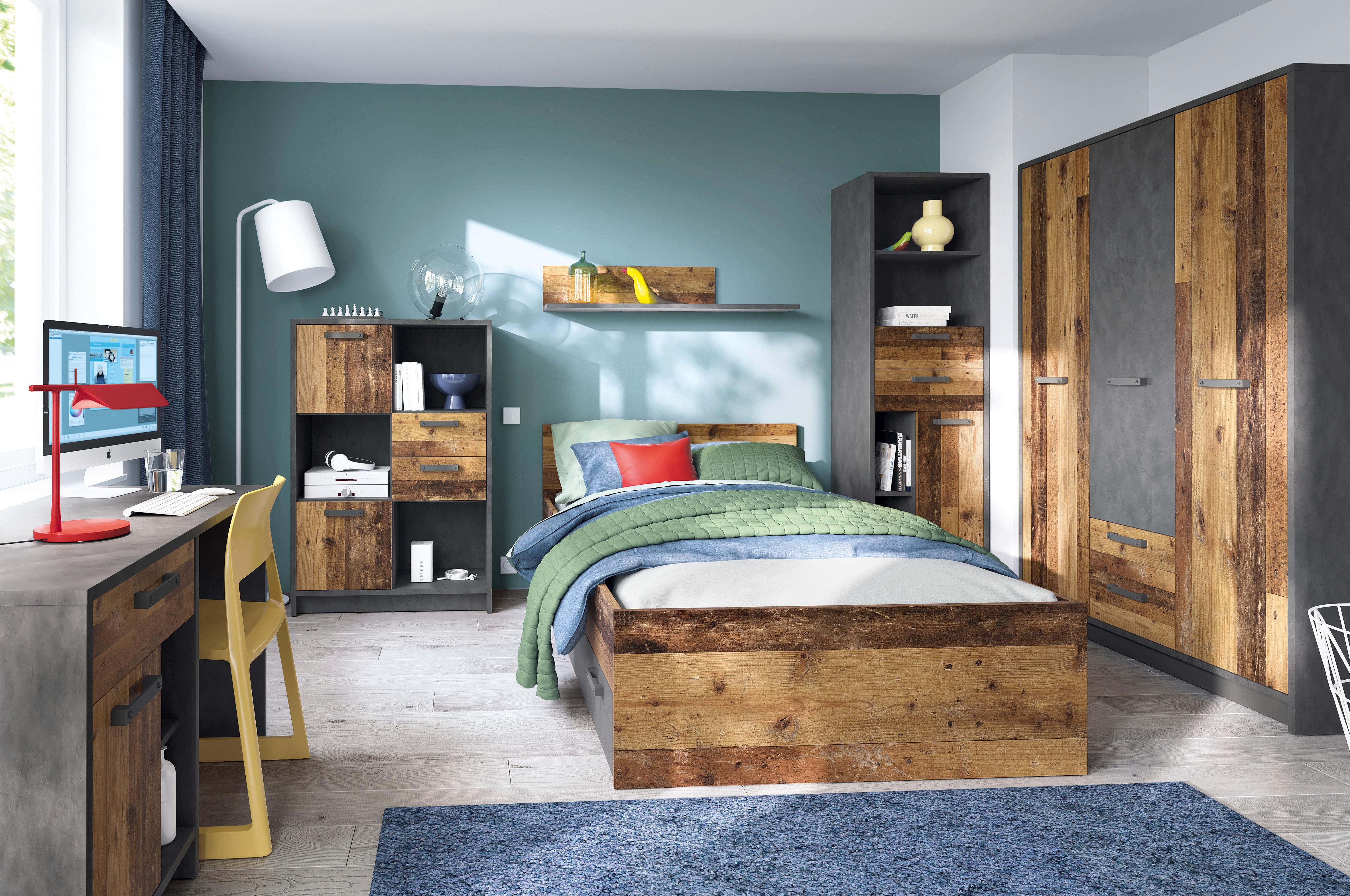 Zidna Polica Nubi - tamno siva/boje starog hrasta, Moderno, drvni materijal (120/22/22cm) - Modern Living