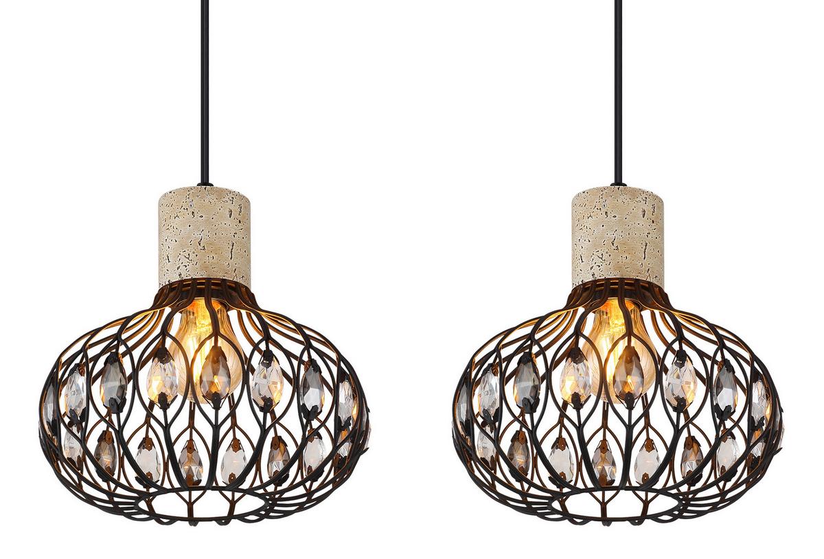 HÄNGELEUCHTE 15778-4H DORTHY - Klar/Schwarz, Design, Glas/Kunststoff (115/25/150cm) - Globo