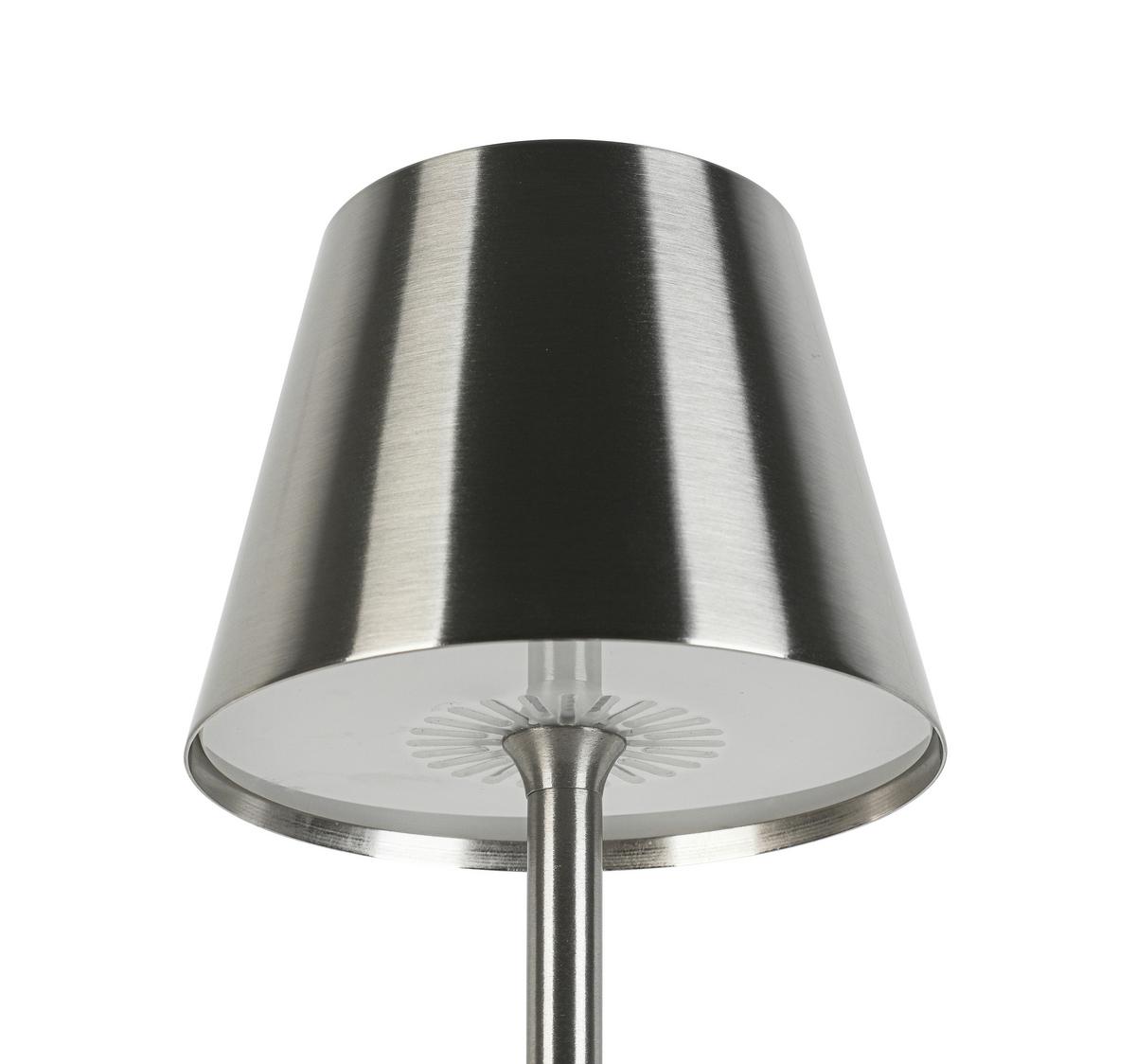 Veioză cu acumulatori Musi - culoare nichel/alb, Modern, plastic/metal (12/30cm) - Mömax