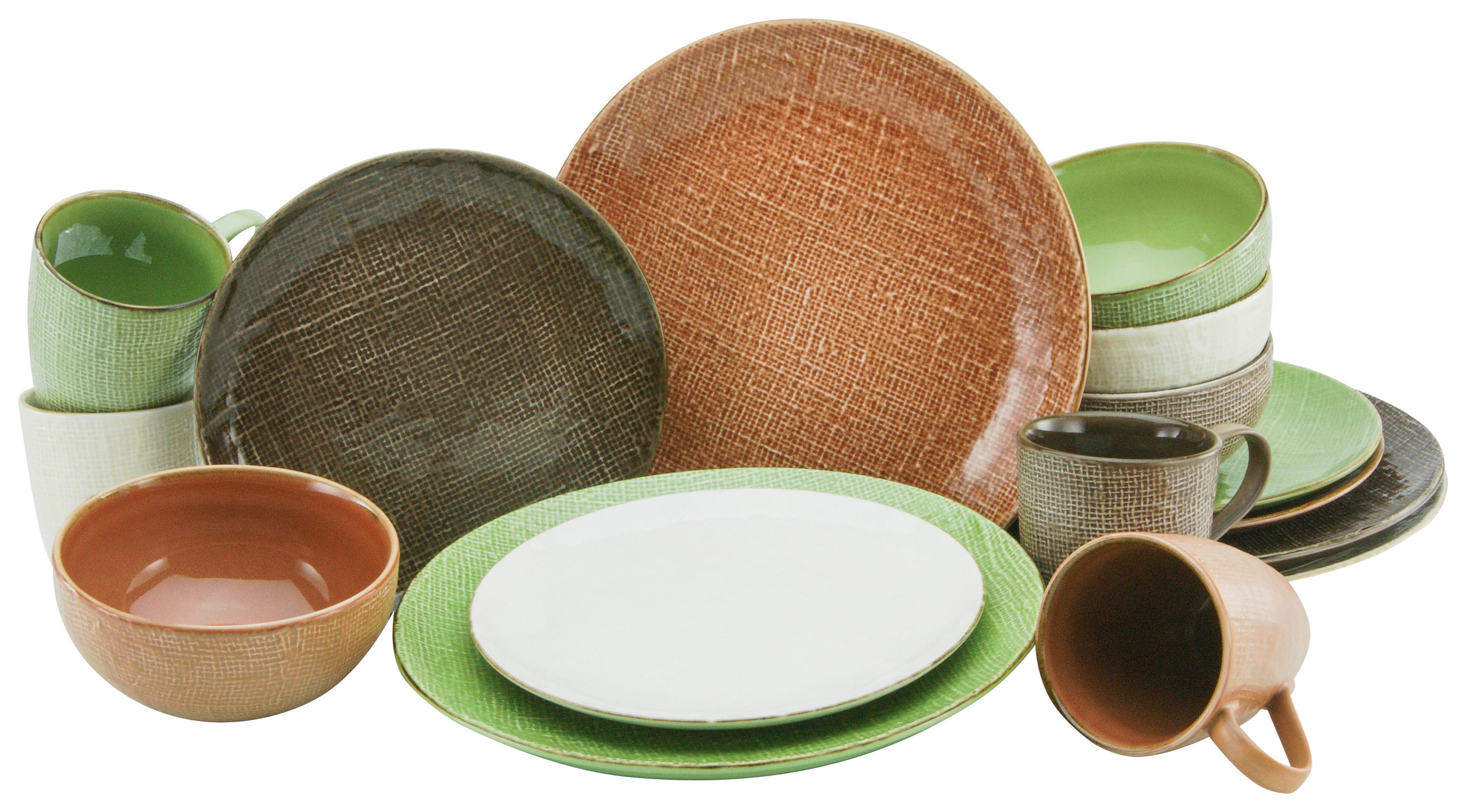 Kombiservice Canvas Mediterran, 16-teilig - Creme/Braun, LIFESTYLE, Keramik (34/31,5/33cm) - Creatable