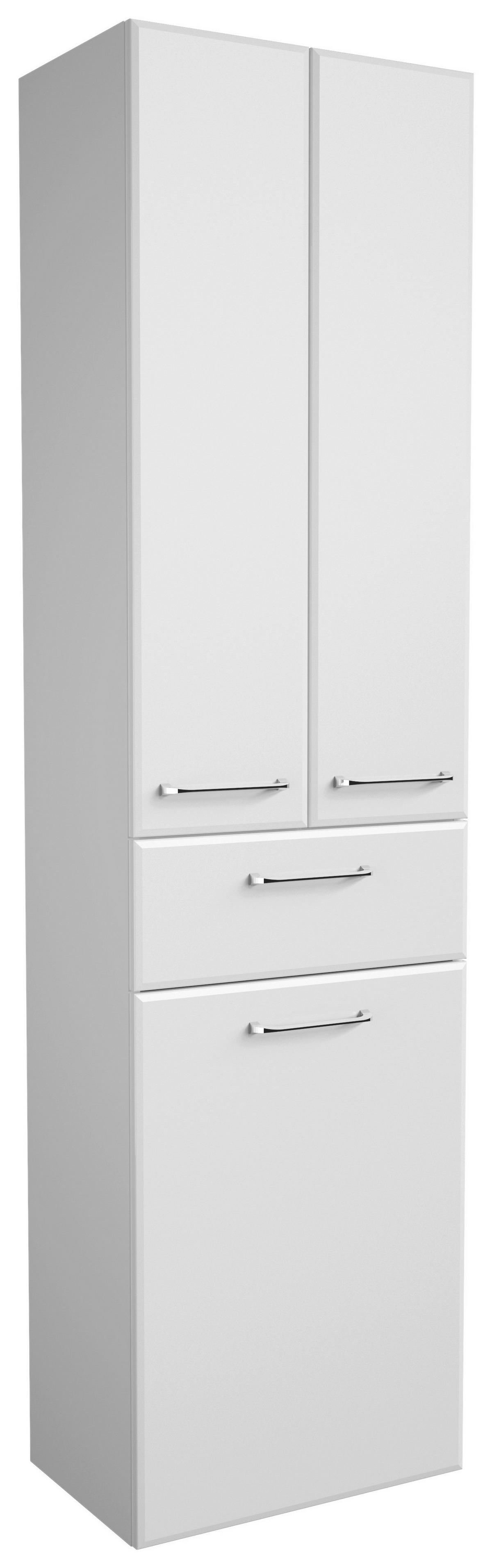 Magasszekrény Filo Weiss - krómszínű/magasfényű fehér, Modern, faalapú anyag (50/185,5/33cm)