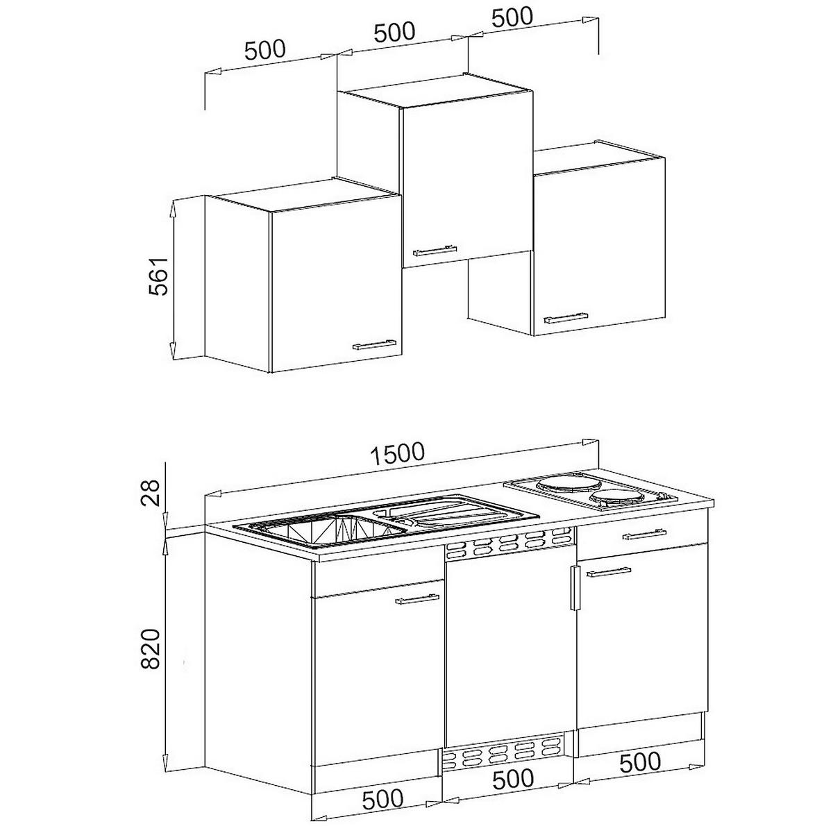 Mayhna Kuhinja Z Aparati Economy, Bela, Siva - siva/bela, Konvencionalno, umetna masa/leseni material (150cm) - Respekta