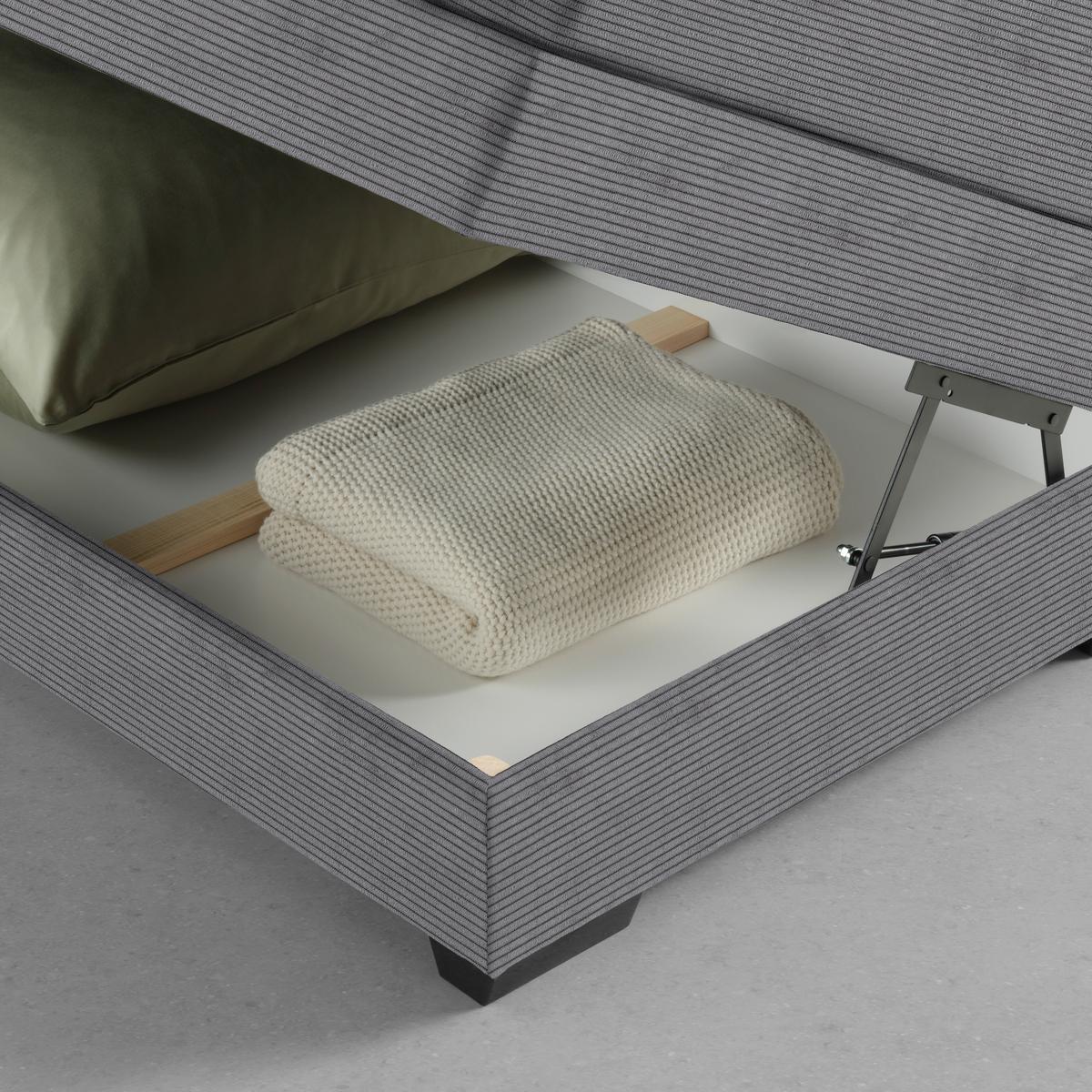 Boxspringbett Sevilla Grau ca. 180x200cm - Schwarz/Grau, KONVENTIONELL, Holz/Kunststoff (180/200cm) - Premium Living
