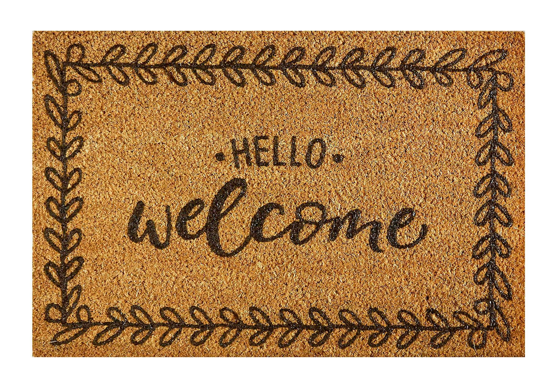 Fussmatte Hello-Welcome in Naturfarben ca. 40x60cm - Naturfarben, Modern, Naturmaterialien (40/60cm) - Modern Living