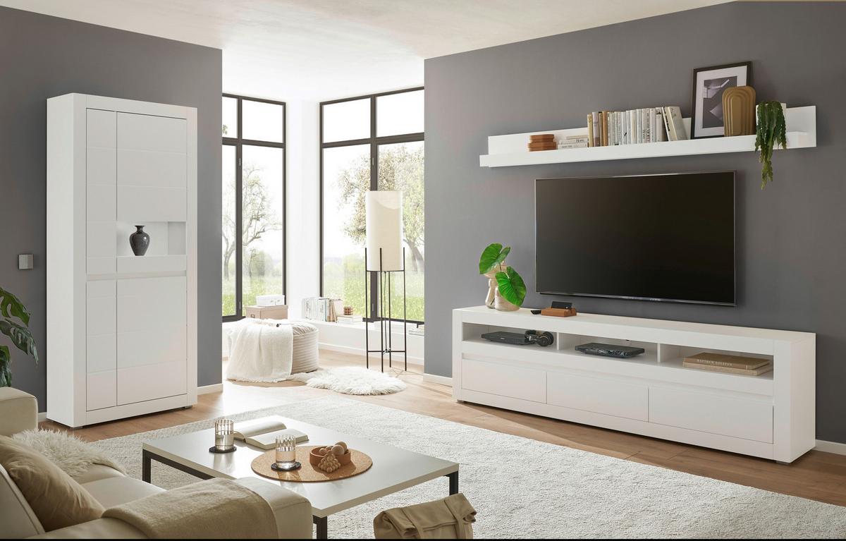 WOHNWAND CHESTER - Eichefarben/Silberfarben, Design, Glas/Holzwerkstoff (312/198/42cm) - MID.YOU