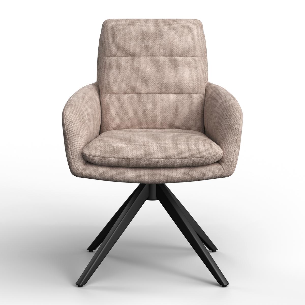 Armlehnstuhl Laurin Taupe Webstoff Drehbar Gepolstert - Taupe/Schwarz, MODERN, Holz/Textil (59/93/63cm) - Bessagi Home