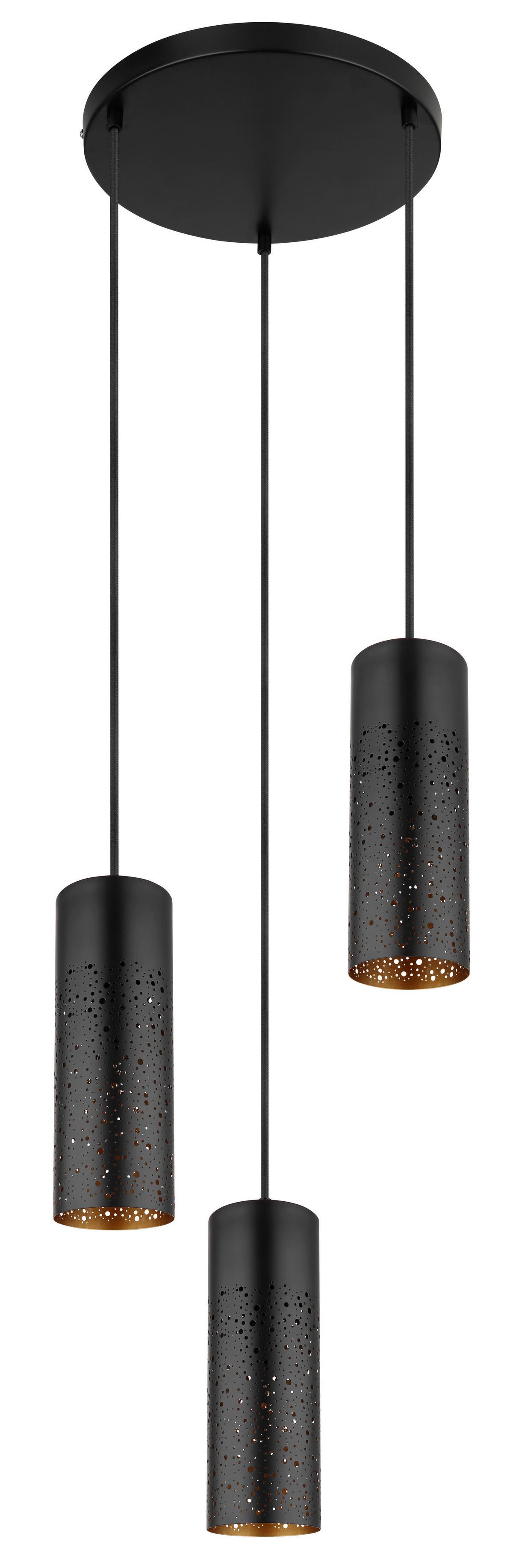 Hängeleuchte Crocky Schwarz/Goldfarben max. 40Watt - Goldfarben/Schwarz, Design, Metall (34/150cm) - Globo