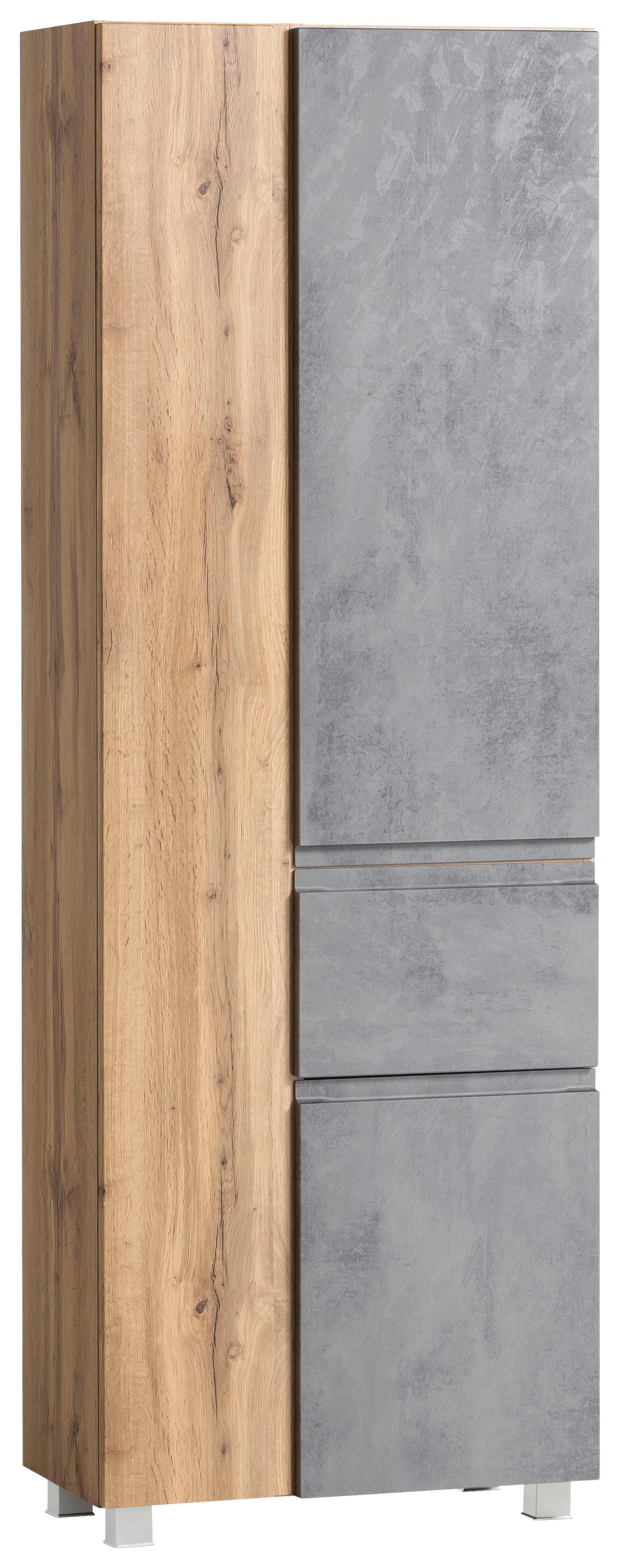 Hochschrank Varese Hellgrau/Eiche - Eiche Wotan/Hellgrau, MODERN, Holzwerkstoff (65/180/35cm) - Held