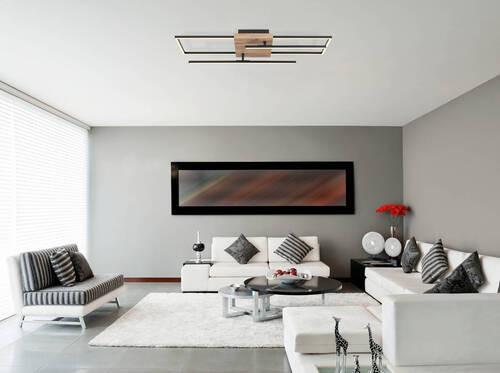 LED-Deckenleuchte Kendra max. 24 Watt - Dunkelbraun/Opal, Design, Holzwerkstoff/Kunststoff (80/20/11,5cm) - Globo