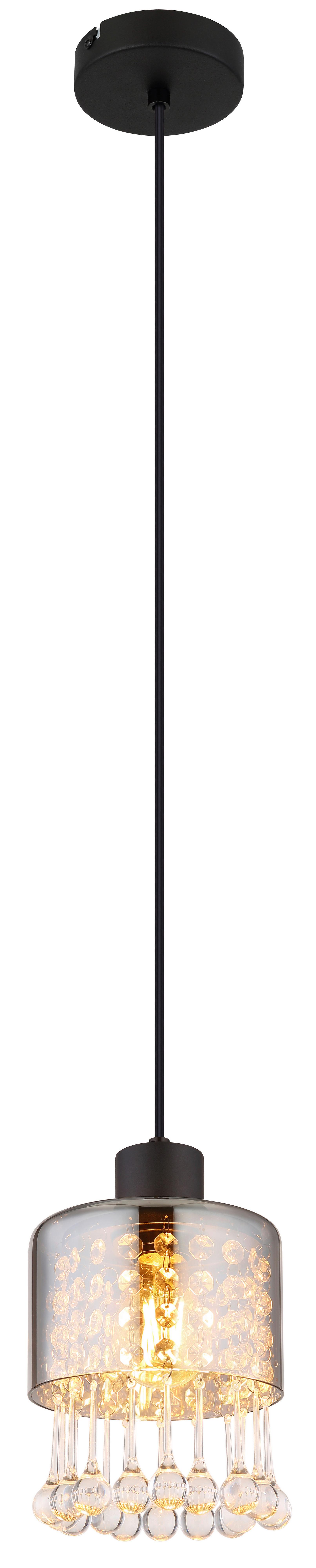 Hängeleuchte Hendry Klar/Schwarz max. 15 Watt - Klar/Schwarz, KONVENTIONELL, Glas/Kunststoff (15/120cm) - Globo