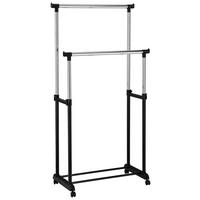 Cuier mobil cu raft pantofi JAMES - culoare crom/negru, Konventionell, plastic/metal (84/94-168/44cm) - Modern Living