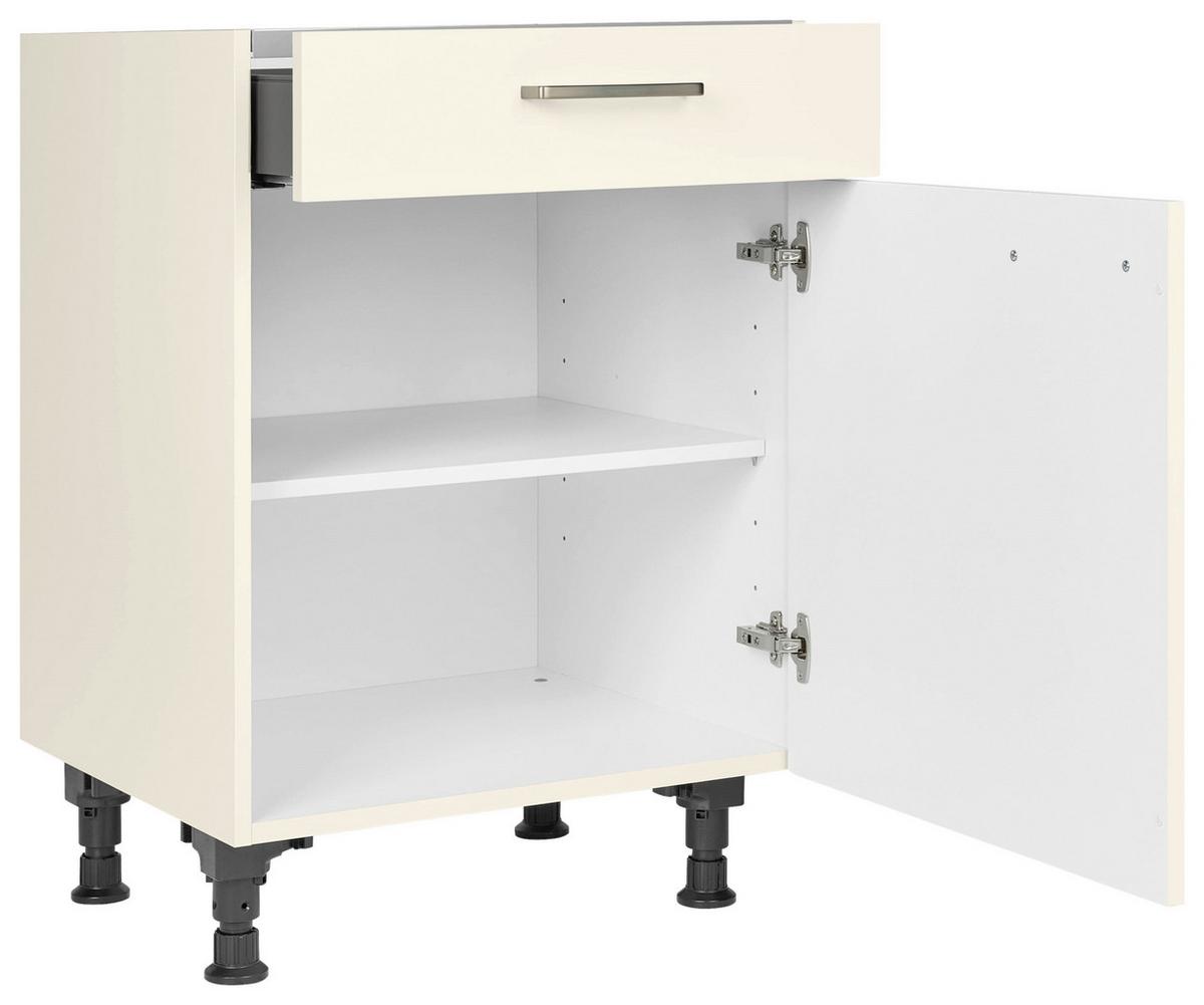 Kochfeldumbauschrank Touch Magnolie - Edelstahlfarben/Magnolie, MODERN, Holzwerkstoff/Metall (60/87/56cm) - Nobilia