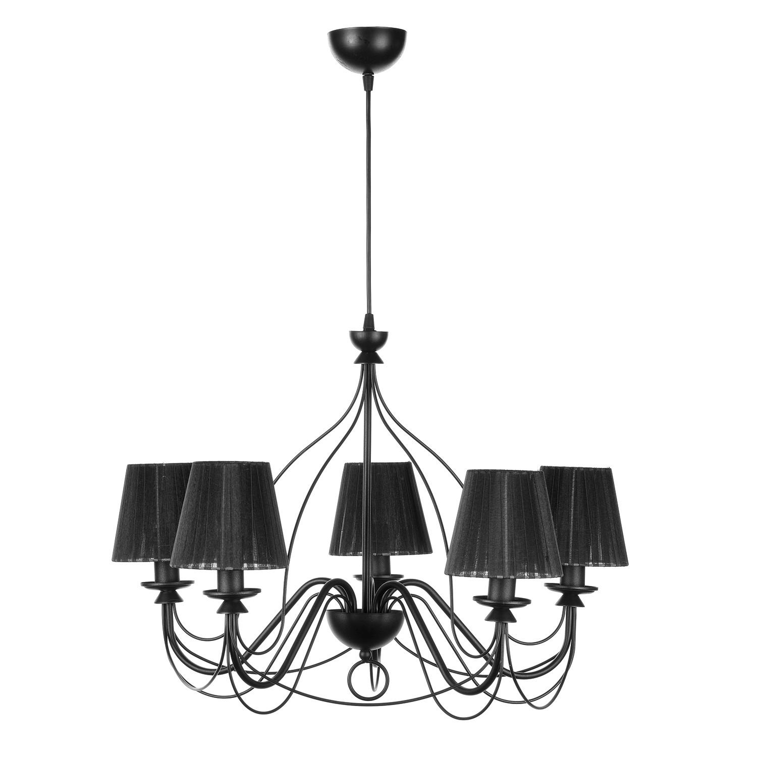 Kronleuchter Loris nero Schwarz max. 6 Watt - Schwarz, KONVENTIONELL, Textil/Metall (65/65/130cm)