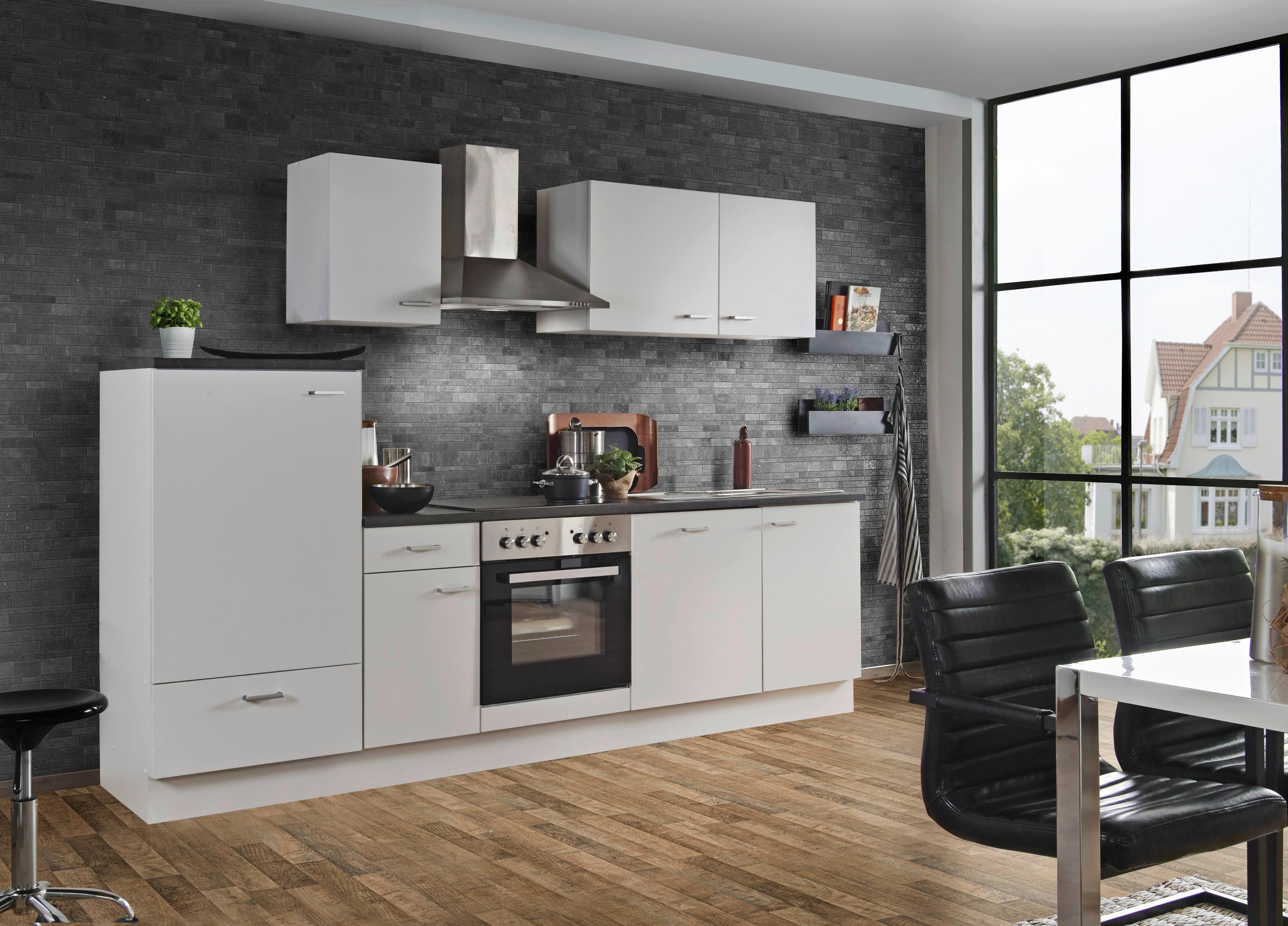 Küchenblock White-Classic Weiß B: ca. 270 cm - Silberfarben/Graphitfarben, KONVENTIONELL, Holzwerkstoff/Kunststoff (270cm) - Menke